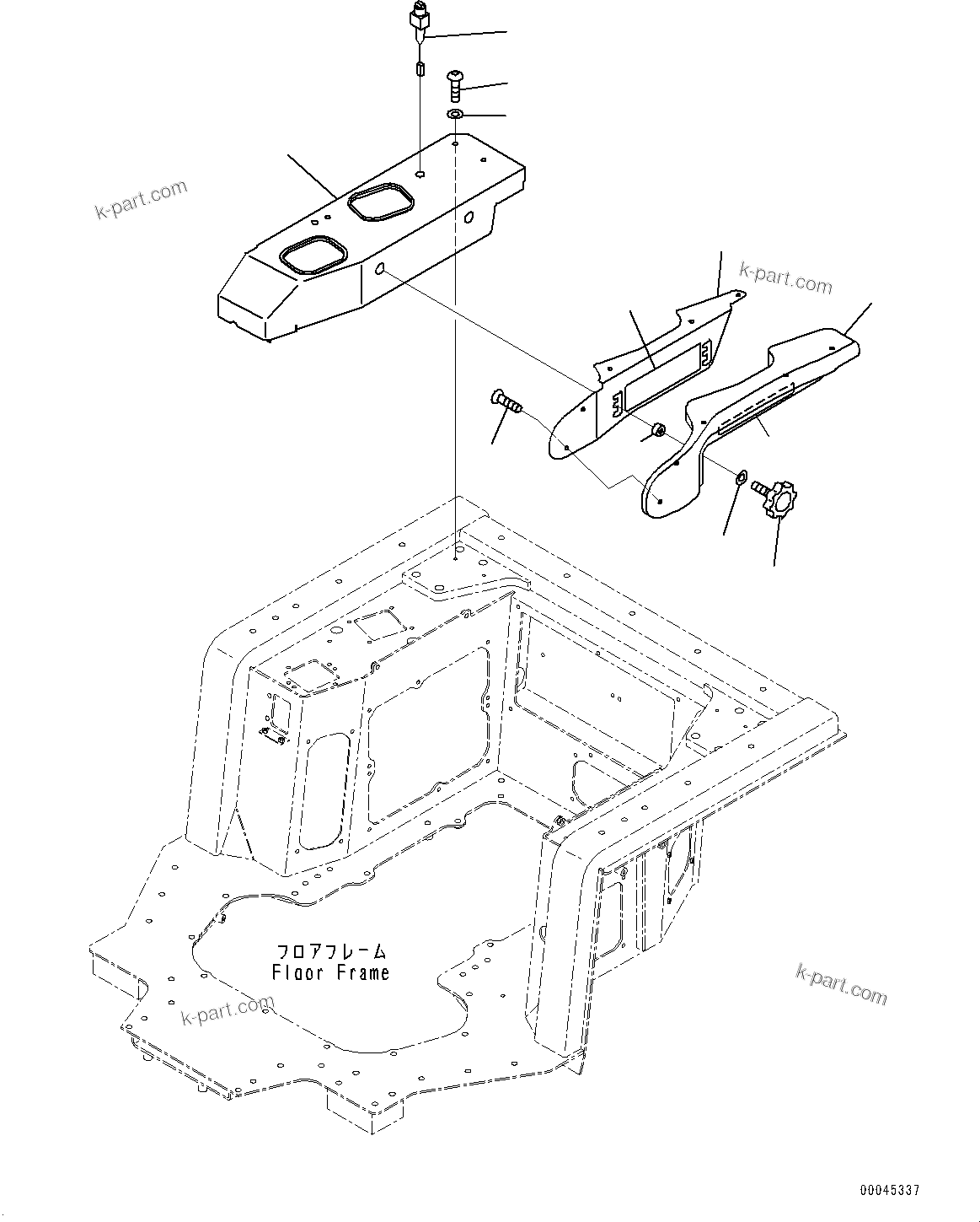 Komatsu parts book diagram for D375A-6 S/N 62001-UP (Mining Specification): FLOOR FRAME, ARMREST(#62001-)