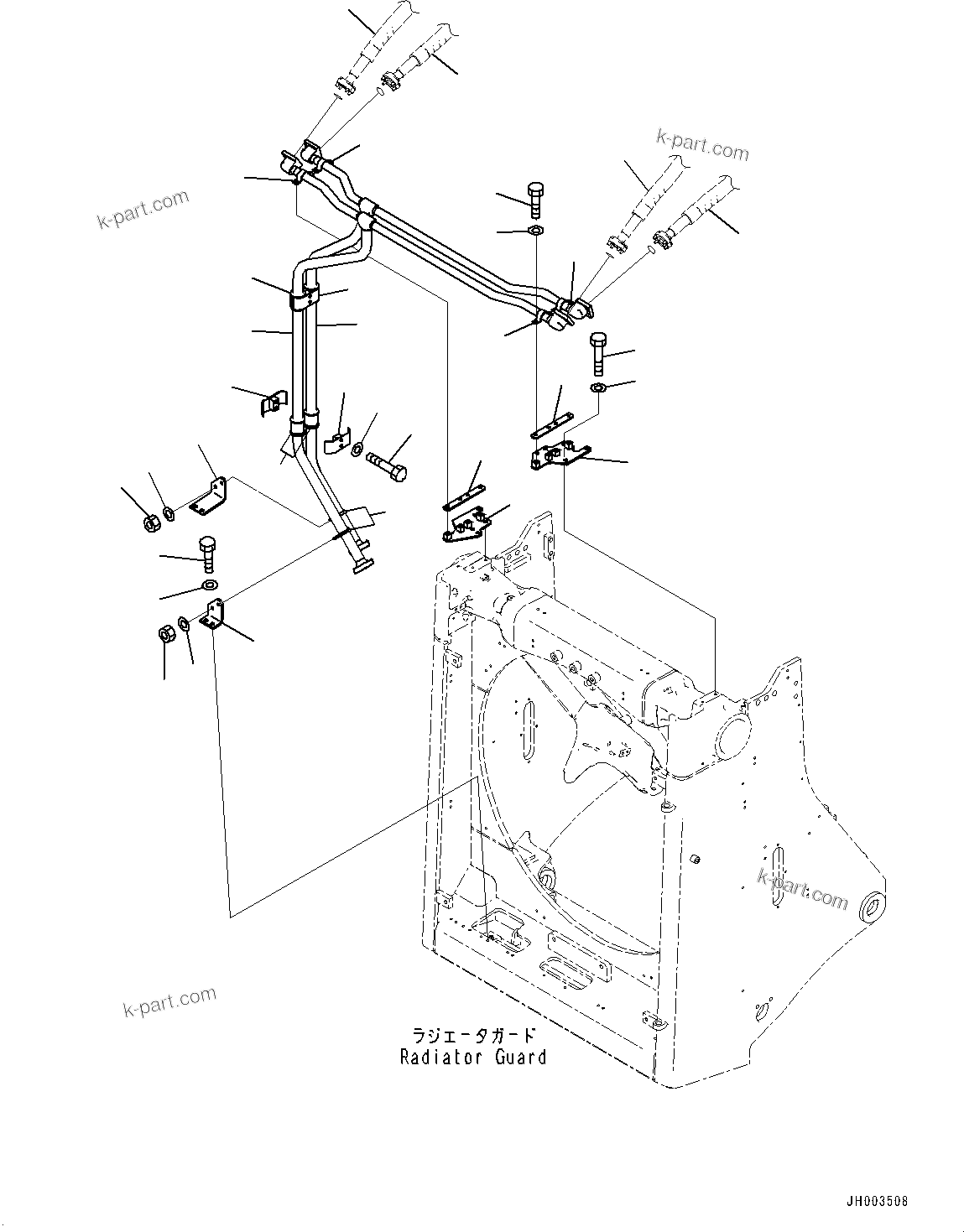 Komatsu parts book diagram for D375A-6 S/N 62001-UP (Mining Specification): RADIATOR GUARD, BLADE LIFT PIPING(#62001-)