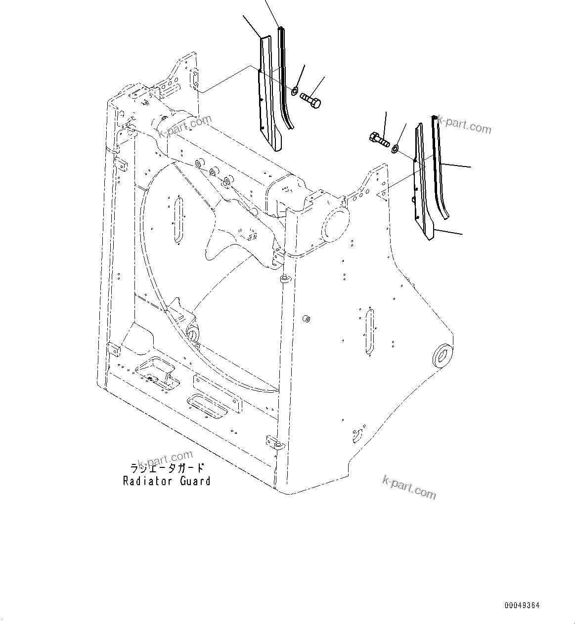 Komatsu parts book diagram for D375A-6 S/N 62001-UP (Mining Specification): RADIATOR GUARD, COVER(#62001-)