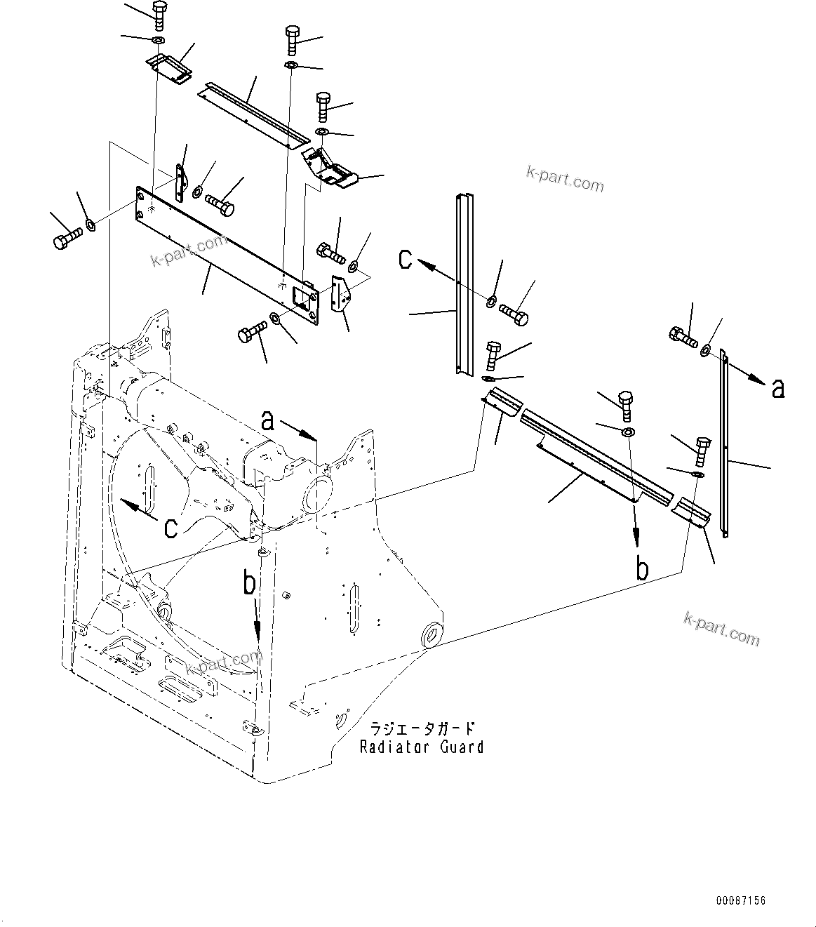 Komatsu parts book diagram for D375A-6 S/N 62001-UP (Mining Specification): RADIATOR GUARD, WIND BRAKE(#62001-)