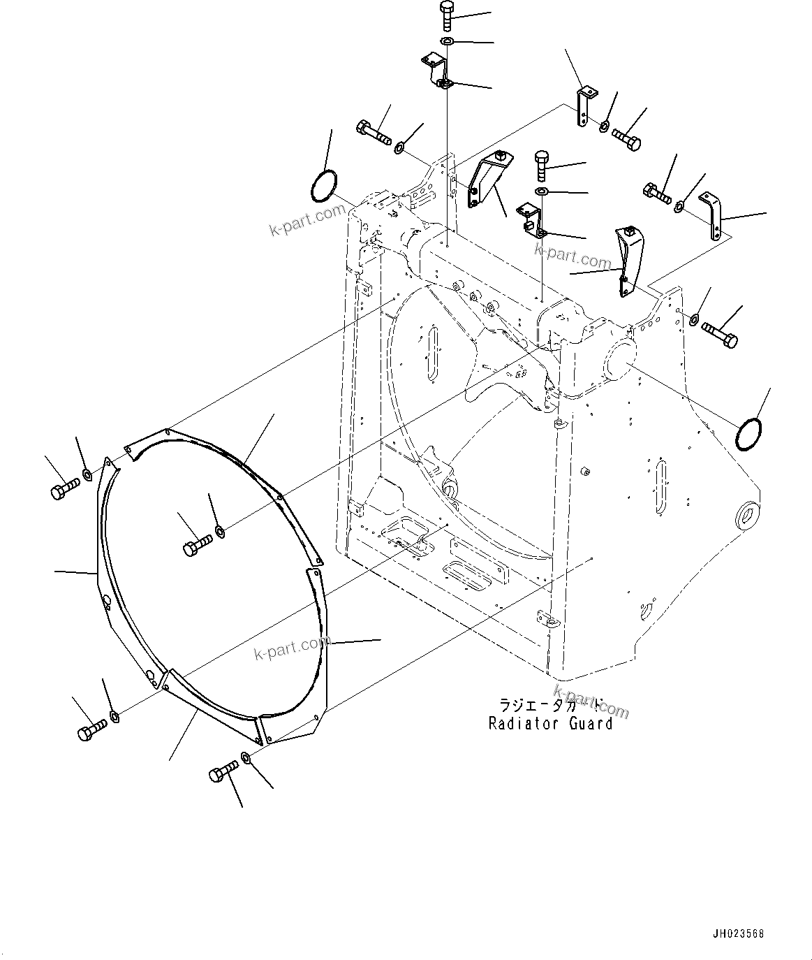 Komatsu parts book diagram for D375A-6 S/N 62001-UP (Mining Specification): RADIATOR GUARD, HOOD MOUNTING(#62001-)