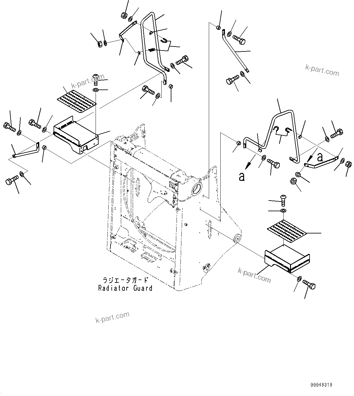 Komatsu parts book diagram for D375A-6 S/N 62001-UP (Mining Specification): RADIATOR GUARD RELATED PARTS, GRIP(#60001-60270)