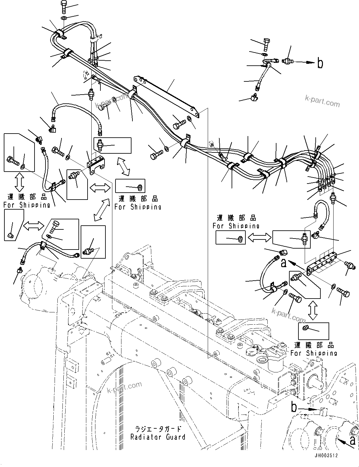 Komatsu parts book diagram for D375A-6 S/N 62001-UP (Mining Specification): REMOTE GREASING TUBE, REMOTE GREASE PIPING(#62001-)