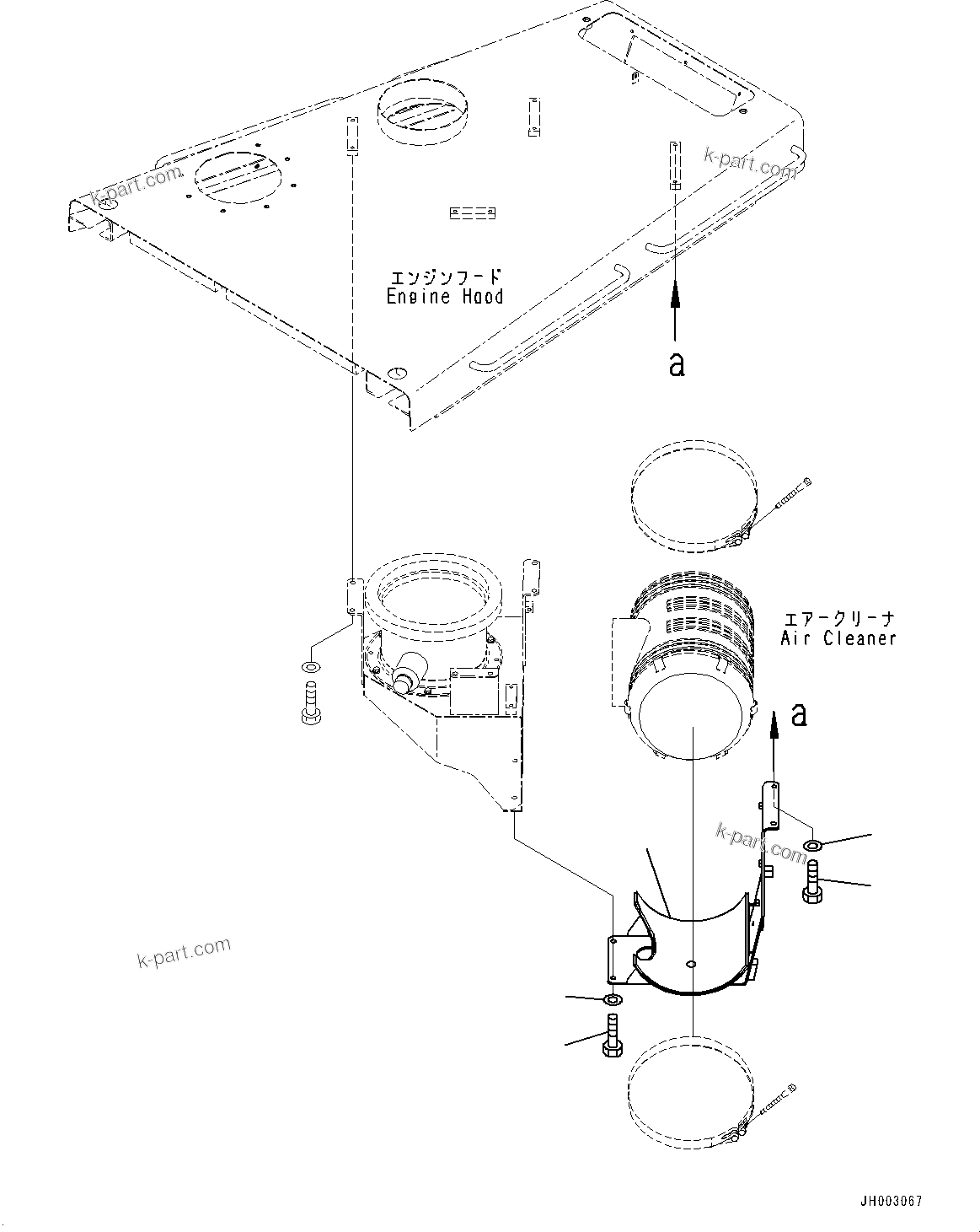 Komatsu parts book diagram for D375A-6 S/N 62001-UP (Mining Specification): ENGINE HOOD AND SIDE COVER GROUP, AIR CLEANER RELATED PARTS (1/2)(#60001-)