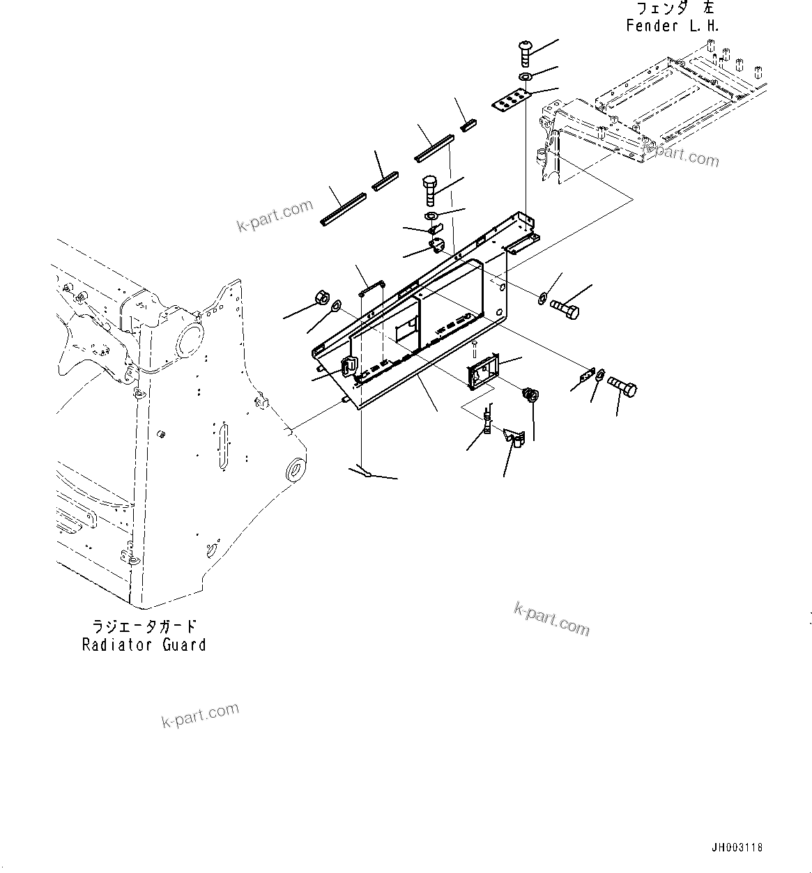Komatsu parts book diagram for D375A-6 S/N 62001-UP (Mining Specification): ENGINE HOOD AND SIDE COVER GROUP, SIDE COVER BOTTOM, L.H.(#60001-)