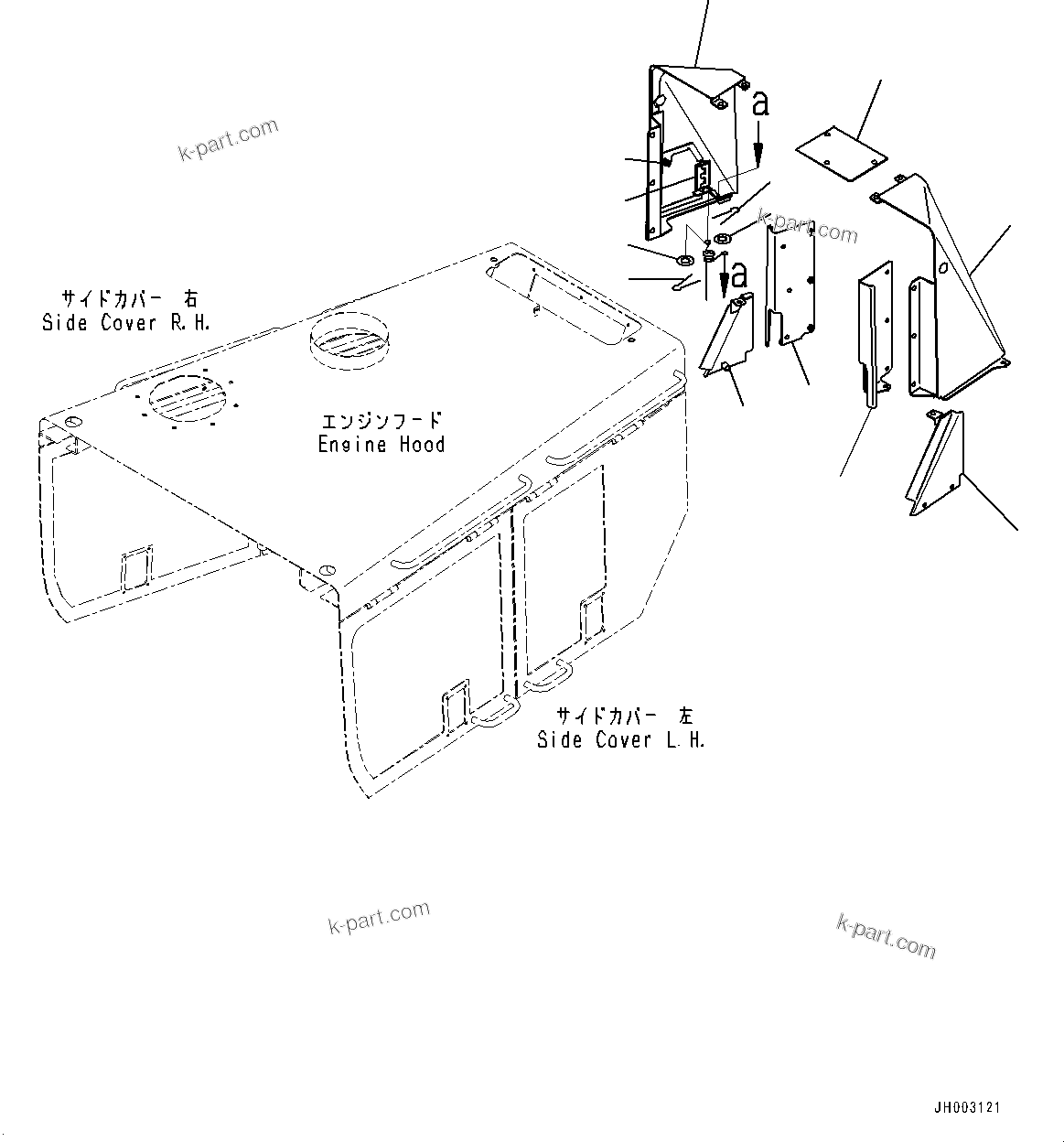 Komatsu parts book diagram for D375A-6 S/N 62001-UP (Mining Specification): ENGINE HOOD AND SIDE COVER GROUP, REAR COVER(#60001-)