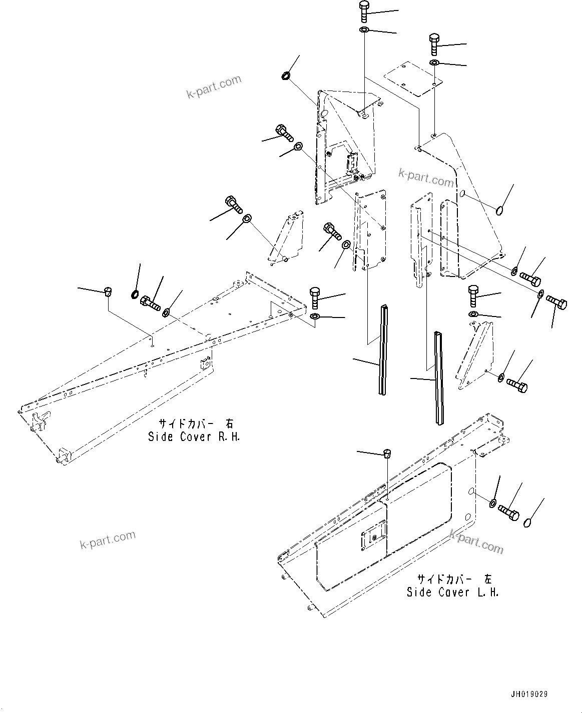 Komatsu parts book diagram for D375A-6 S/N 62001-UP (Mining Specification): ENGINE HOOD AND SIDE COVER GROUP, SIDE COVER AND REAR COVER MOUNTING(#60270-)