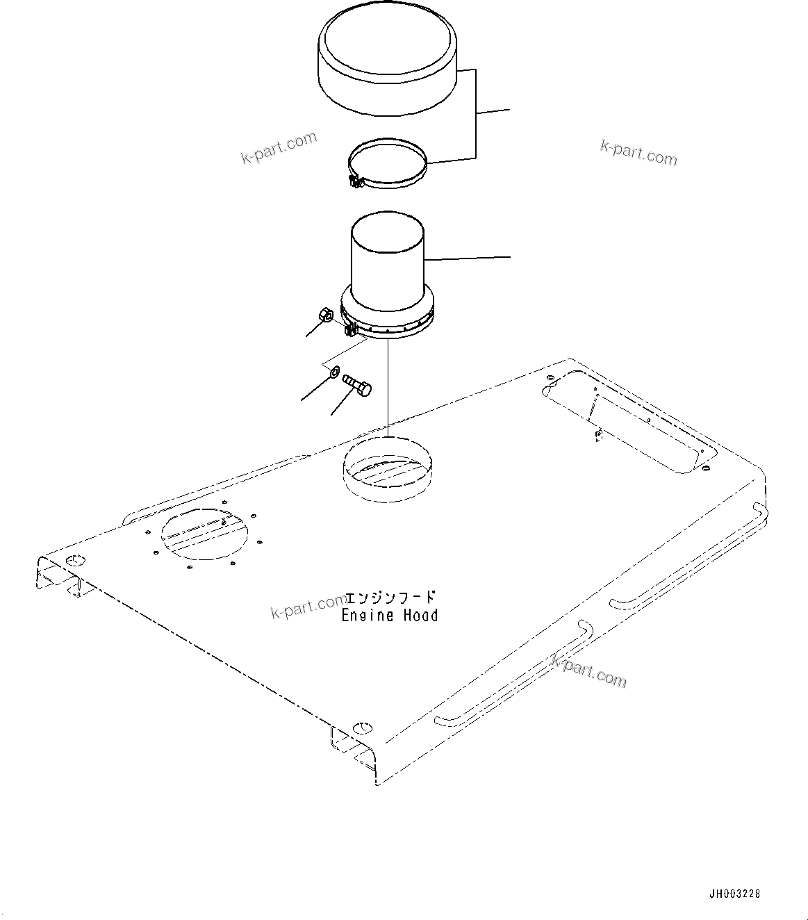 Komatsu parts book diagram for D375A-6 S/N 62001-UP (Mining Specification): PRE-CLEANER HOOD, (#60001-)