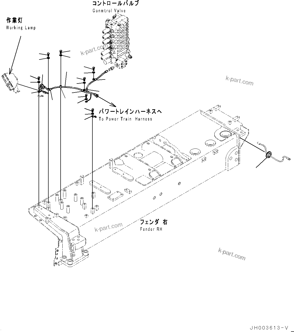 Komatsu parts book diagram for D375A-6 S/N 62001-UP (Mining Specification): FENDER, WIRING HARNESS, R.H.(#62001-)