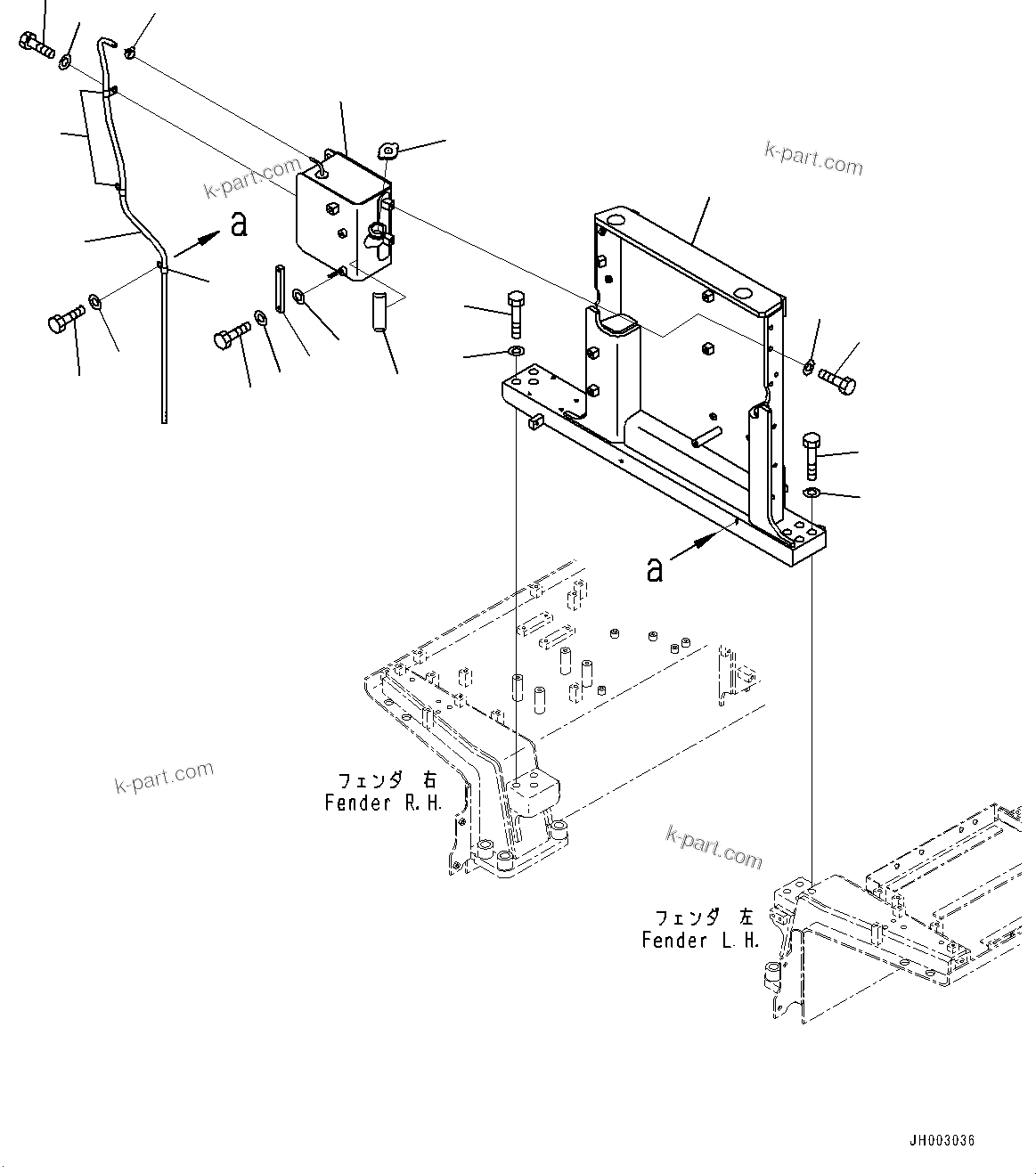 Komatsu parts book diagram for D375A-6 S/N 62001-UP (Mining Specification): FENDER, RESERVOIR TANK(#62001-)