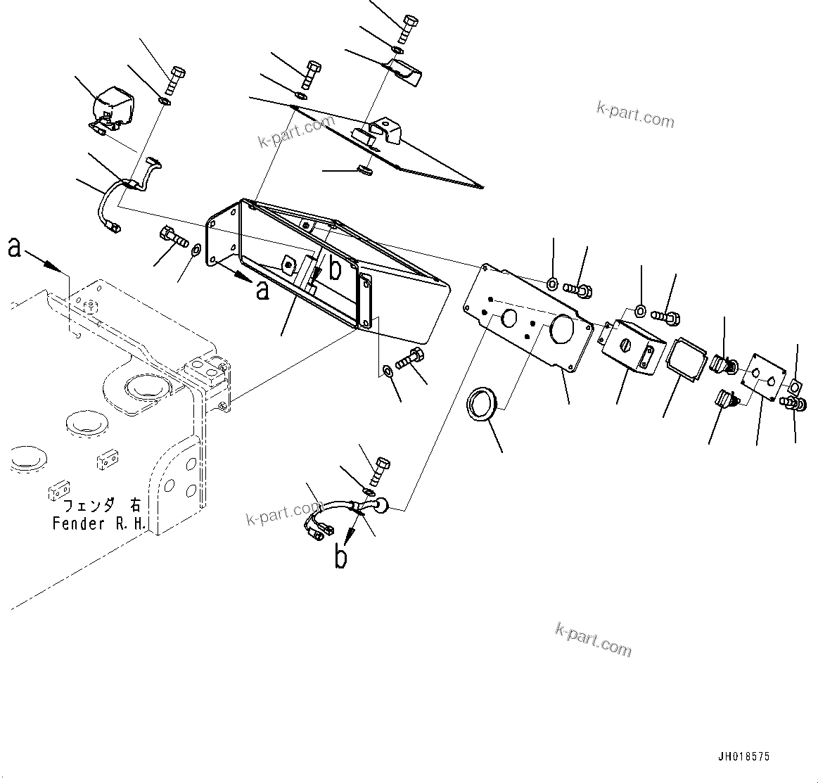 Komatsu parts book diagram for D375A-6 S/N 62001-UP (Mining Specification): FENDER, SERVICE CENTER FIELD INSTALLATION, R.H.(#62001-)