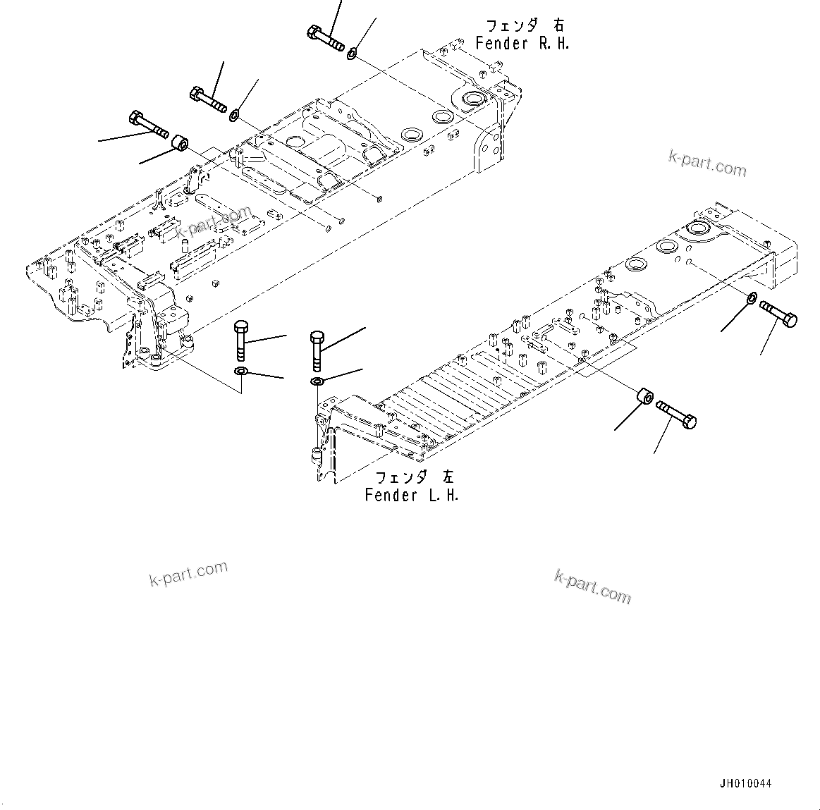 Komatsu parts book diagram for D375A-6 S/N 62001-UP (Mining Specification): FENDER RELATED PARTS, BOLT(#60001-60589)