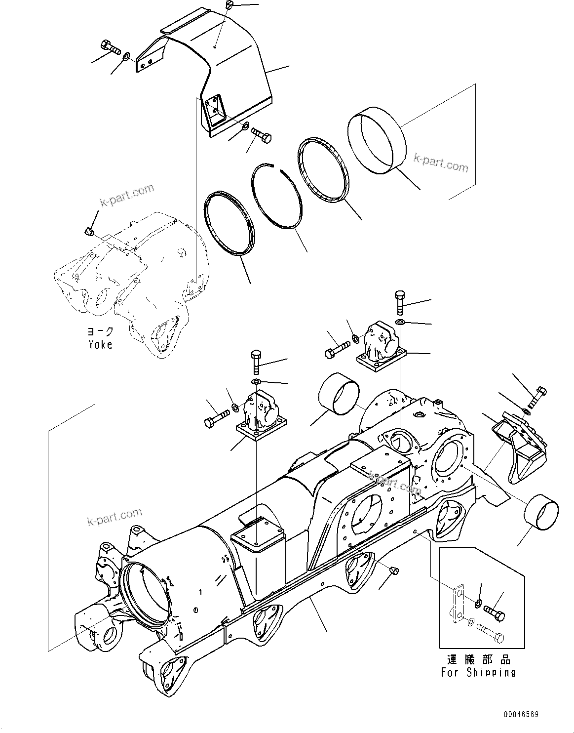 Komatsu parts book diagram for D375A-6 S/N 62001-UP (Mining Specification): TRACK FRAME, FRAME L.H.(#60001-60370)