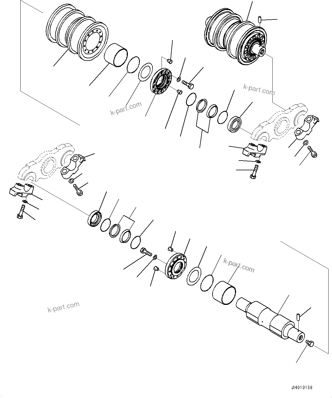 Komatsu parts book diagram for D375A-6 S/N 62001-UP (Mining Specification): TRACK FRAME, TRACK ROLLER, L.H. (2/2) (COLD AREA SPECIFICATION A (-30 DEG C))(#60371-)