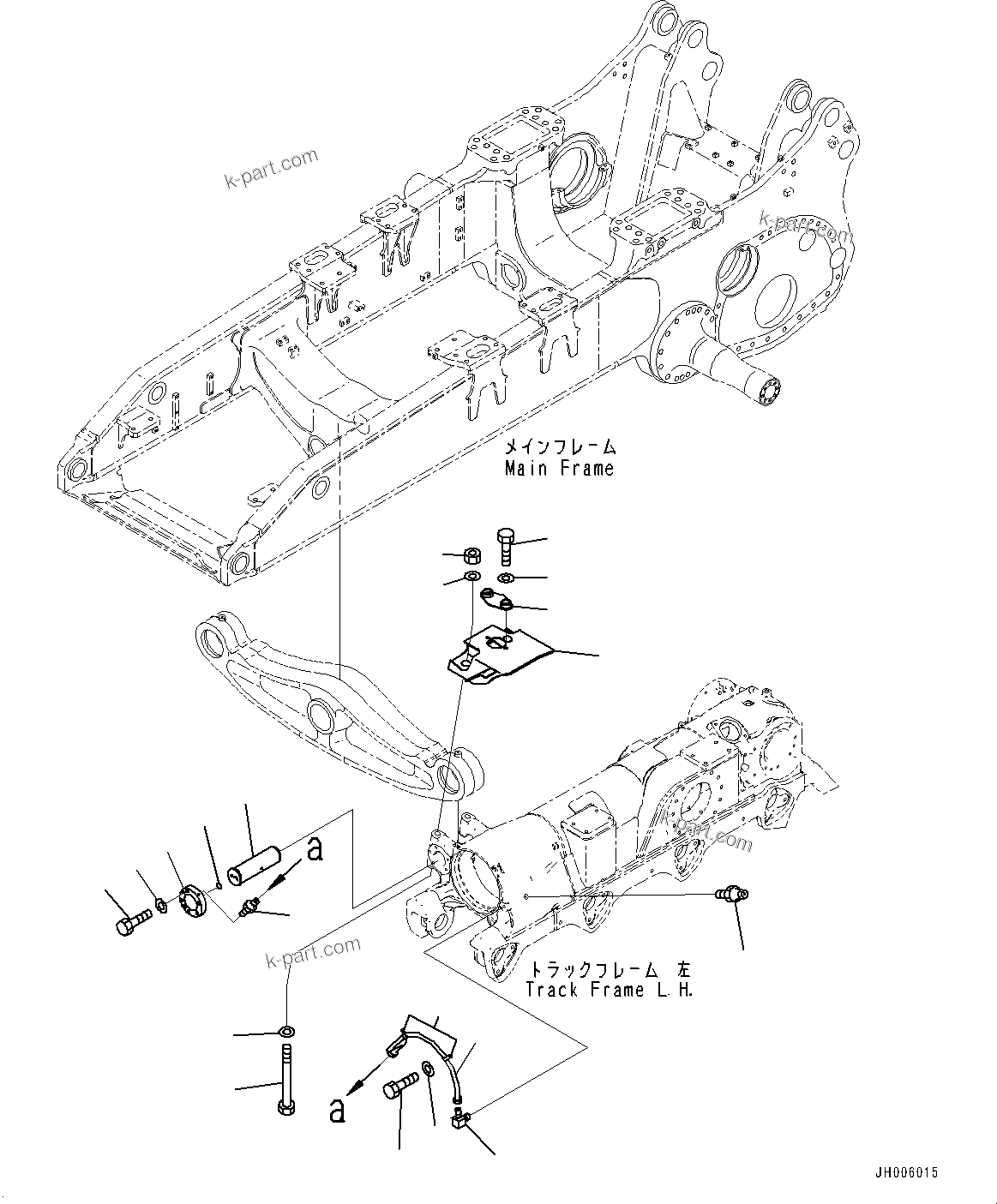 Komatsu parts book diagram for D375A-6 S/N 62001-UP (Mining Specification): TRACK FRAME, EQUALIZER BAR LUBRICATION, L.H.(#60001-)