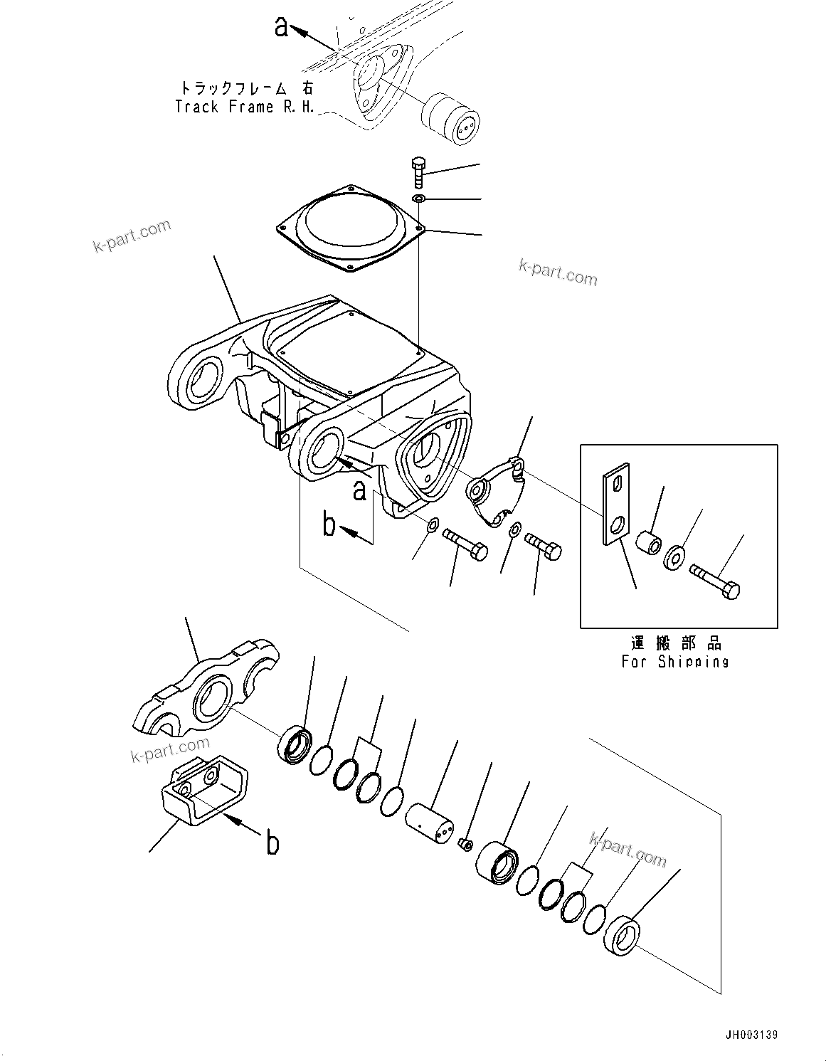 Komatsu parts book diagram for D375A-6 S/N 62001-UP (Mining Specification): TRACK FRAME, 2ND, 3RD AND 4TH BOGIE, R.H. (COLD AREA SPECIFICATION A (-30 DEG C))(#60001-60370)