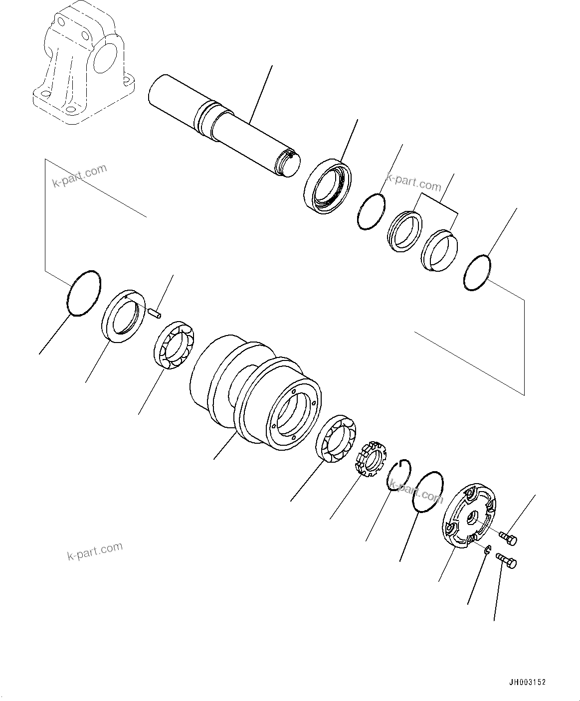 Komatsu parts book diagram for D375A-6 S/N 62001-UP (Mining Specification): TRACK FRAME, CARRIER ROLLER, R.H. (COLD AREA SPECIFICATION A (-30 DEG C))(#60001-)