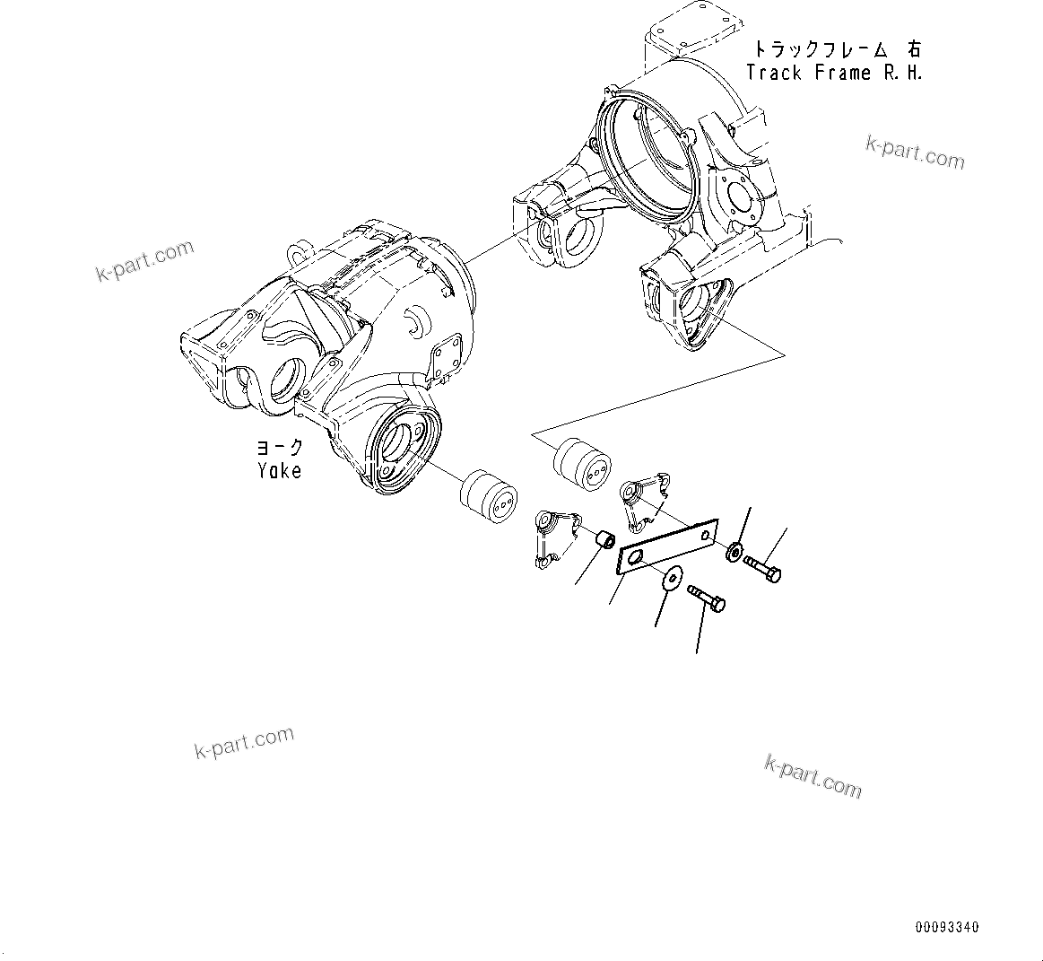 Komatsu parts book diagram for D375A-6 S/N 62001-UP (Mining Specification): TRACK FRAME, SHIPPING PARTS, R.H.(#60001-)