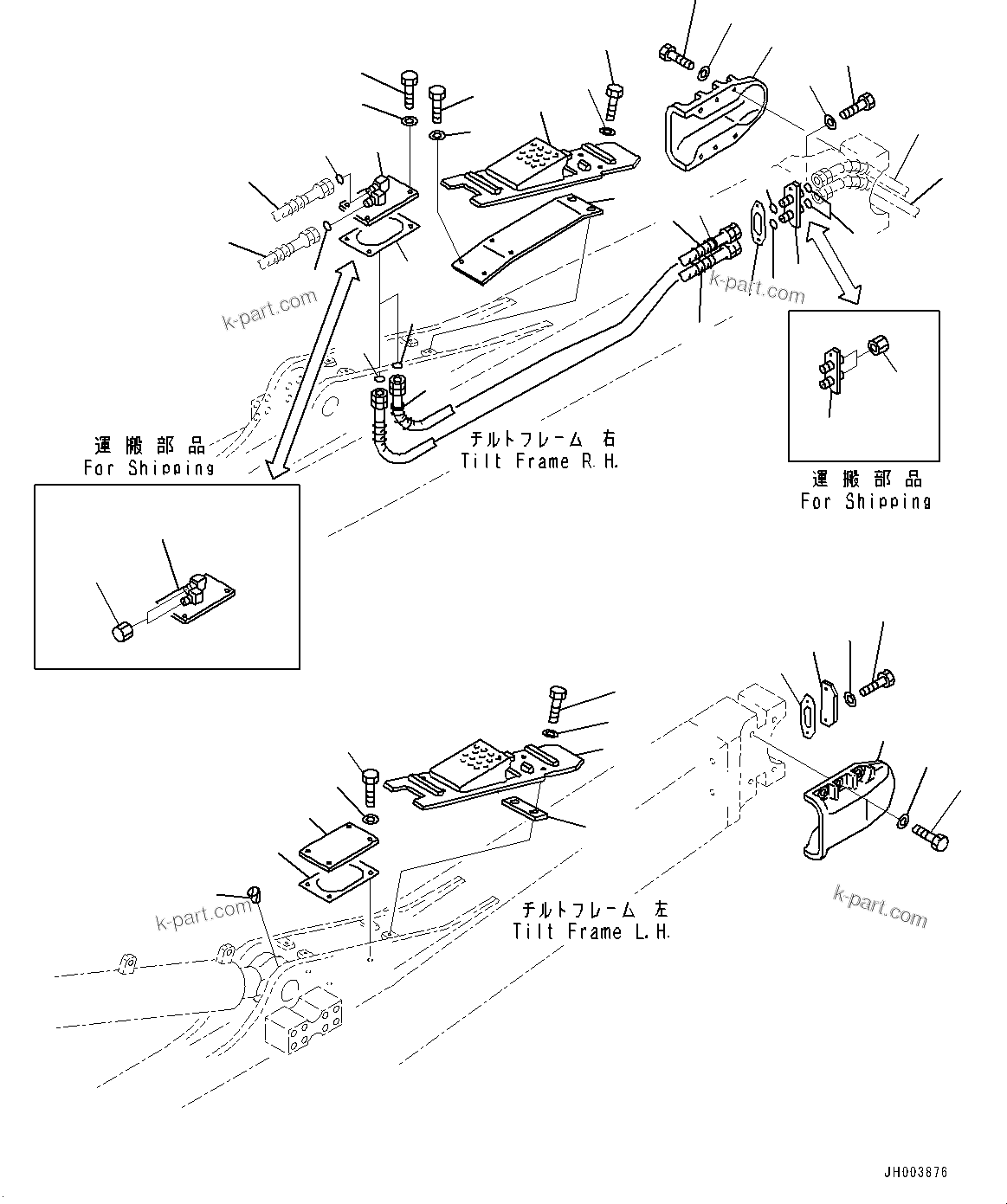 Komatsu parts book diagram for D375A-6 S/N 62001-UP (Mining Specification): DOZER FRAME, BLADE TILT PIPING(#60001-)