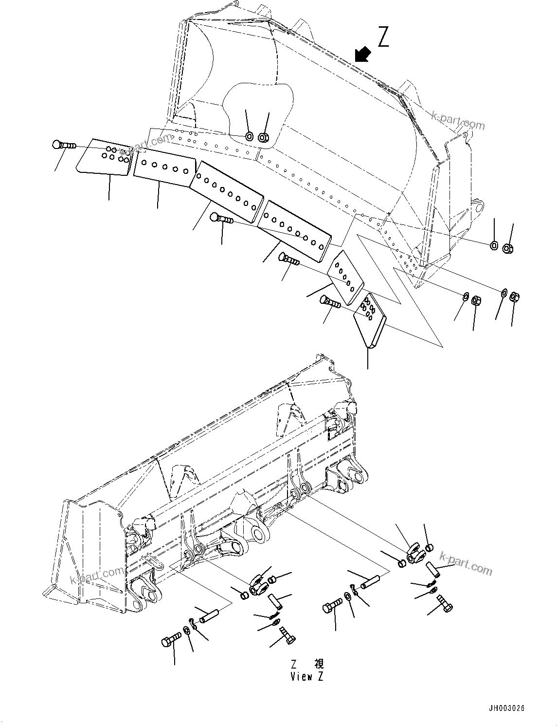 Komatsu parts book diagram for D375A-6 S/N 62001-UP (Mining Specification): DOZER BLADE, CUTTING EDGE AND END BIT (HEAVY DUTY U TYPE)(#60001-)