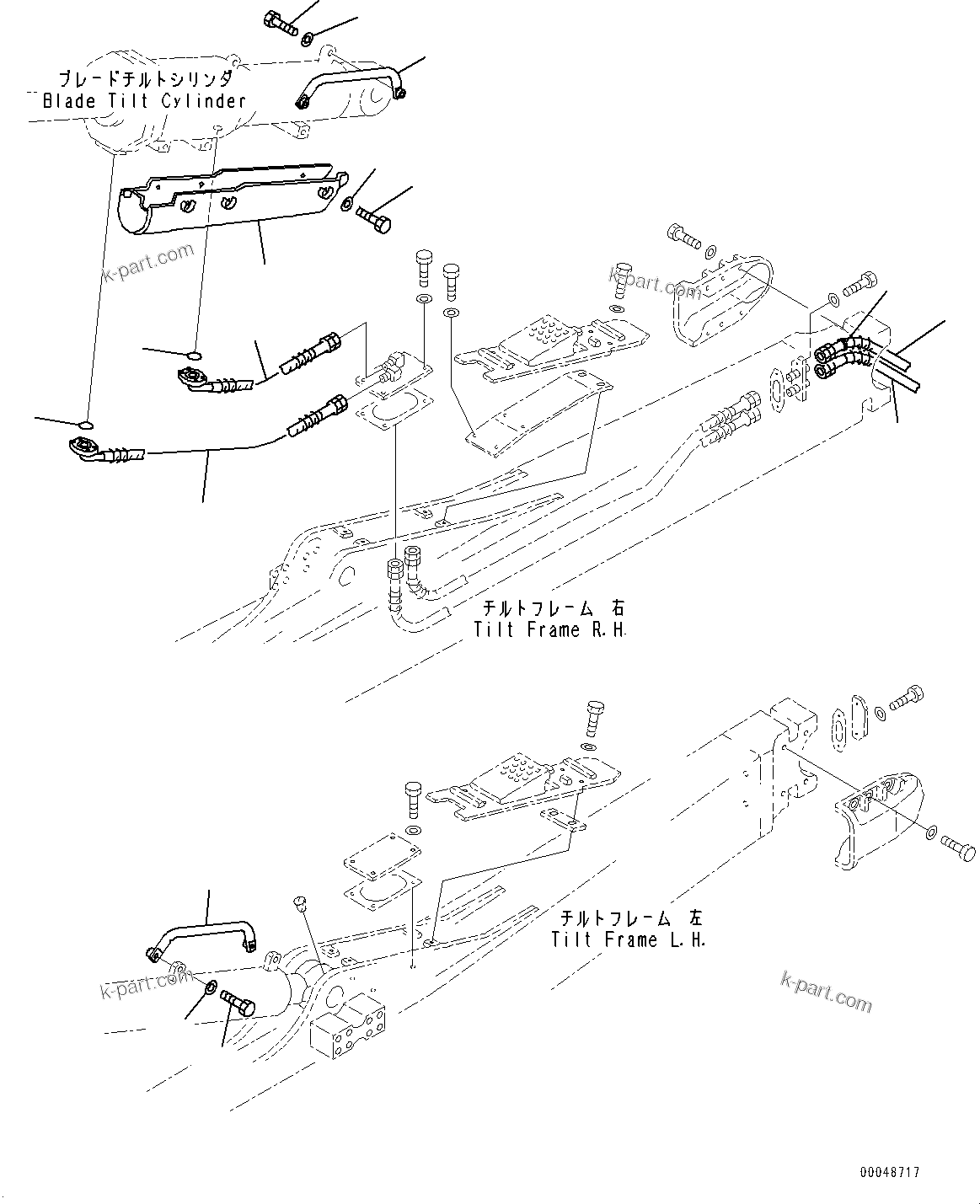 Komatsu parts book diagram for D375A-6 S/N 62001-UP (Mining Specification): DOZER BLADE TILT CYLINDER PIPING, (#60001-60606)