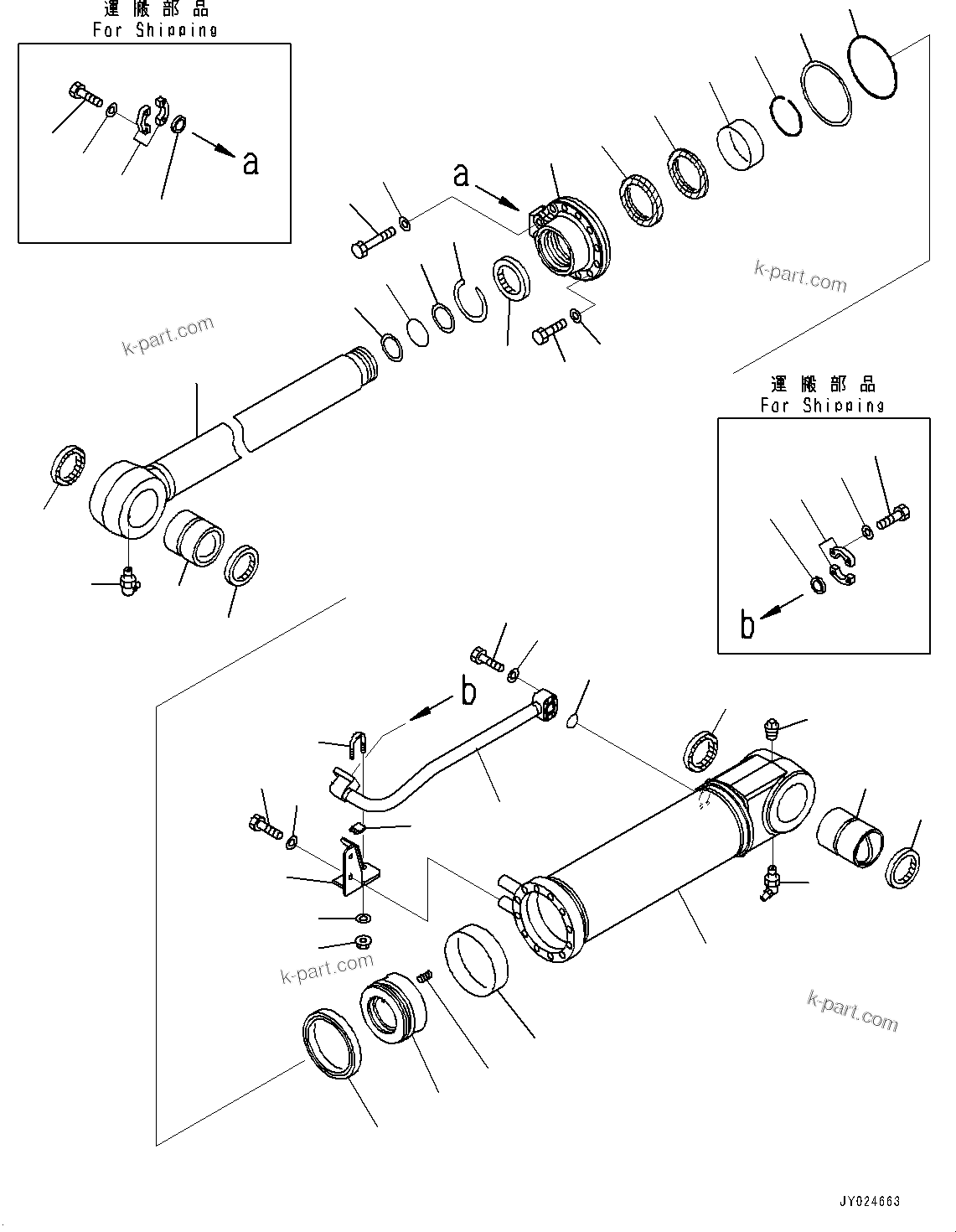 Komatsu parts book diagram for D375A-6 S/N 62001-UP (Mining Specification): RIPPER, INNER PARTS, RIPPER TILT CYLINDER, R.H.(#60275-60916)