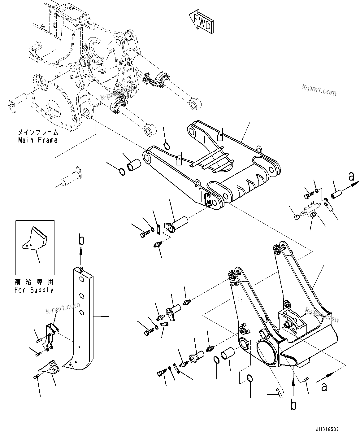 Komatsu parts book diagram for D375A-6 S/N 62001-UP (Mining Specification): RIPPER, BEAM AND ARM (VARIABLE DIGGING ANGLE GIANT TYPE, COLD AREA SPECIFICATION FOR CHINA)(#60341-)