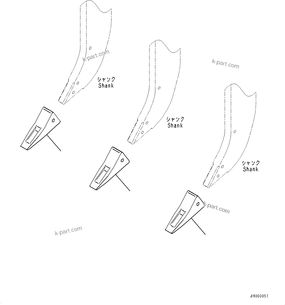Komatsu parts book diagram for D375A-6 S/N 62001-UP (Mining Specification): RIPPER POINT, (LONG POINT, ASYMMETRICAL SHAPE)(#60001-)