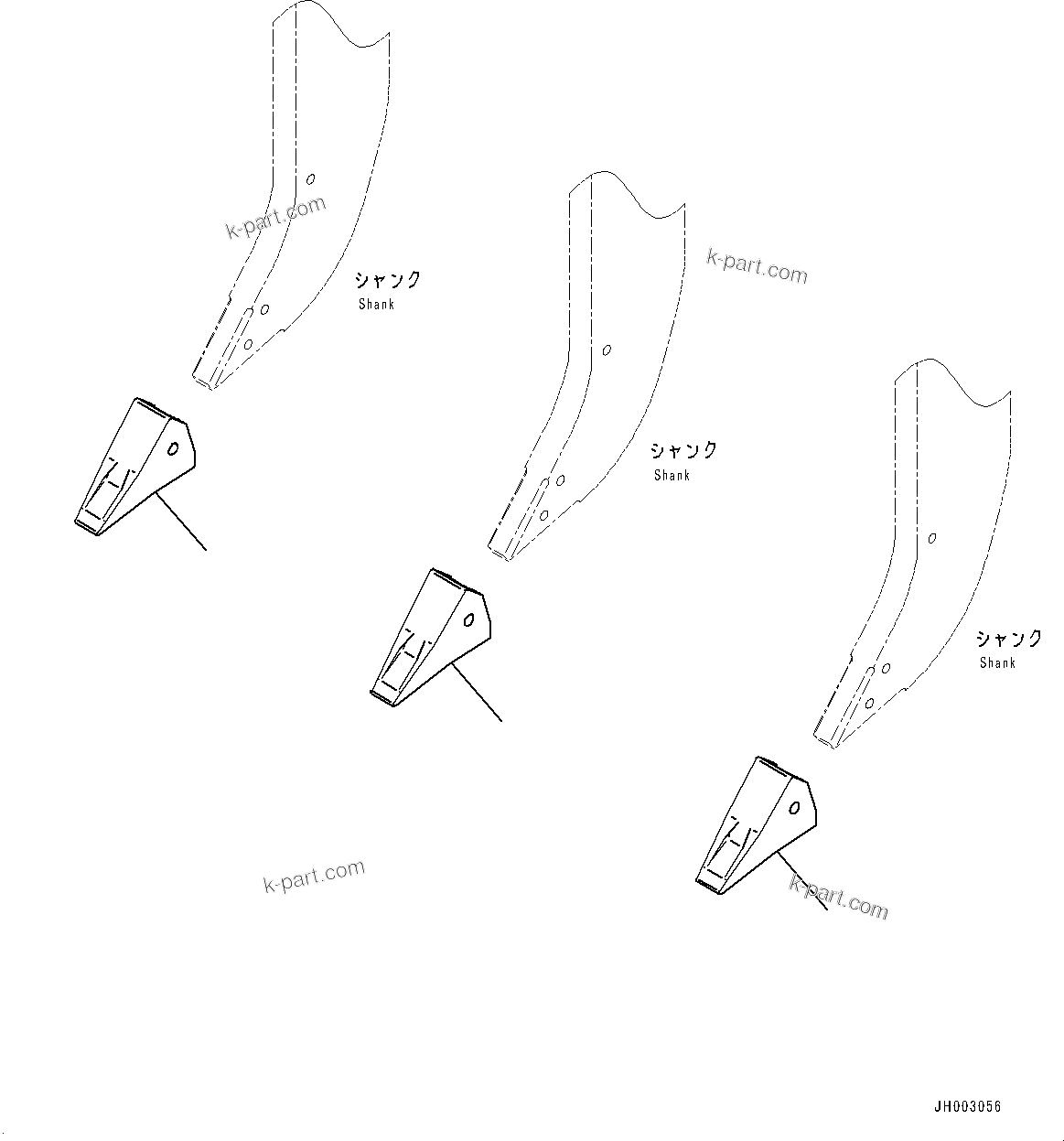 Komatsu parts book diagram for D375A-6 S/N 62001-UP (Mining Specification): RIPPER POINT, (SYMMETRICAL SHAPE)(#60001-)