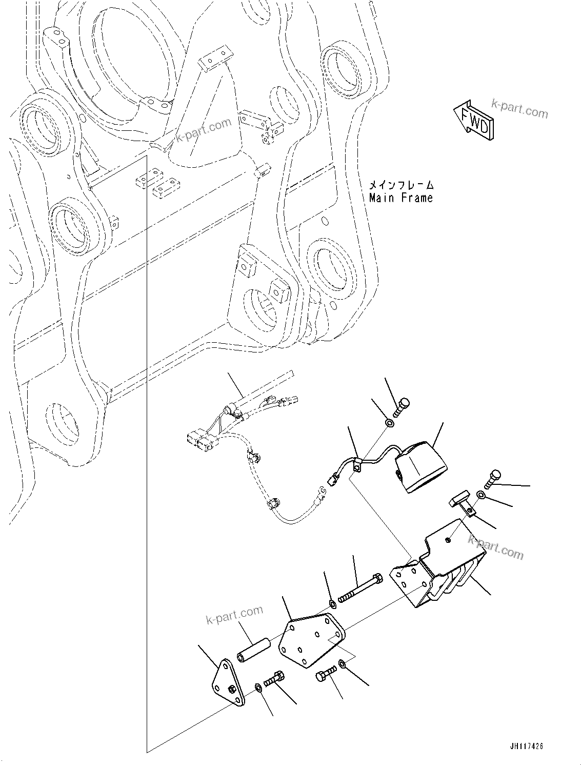 Komatsu parts book diagram for D375A-6 S/N 62001-UP (Mining Specification): RIPPER POINT LAMP, (#62001-)