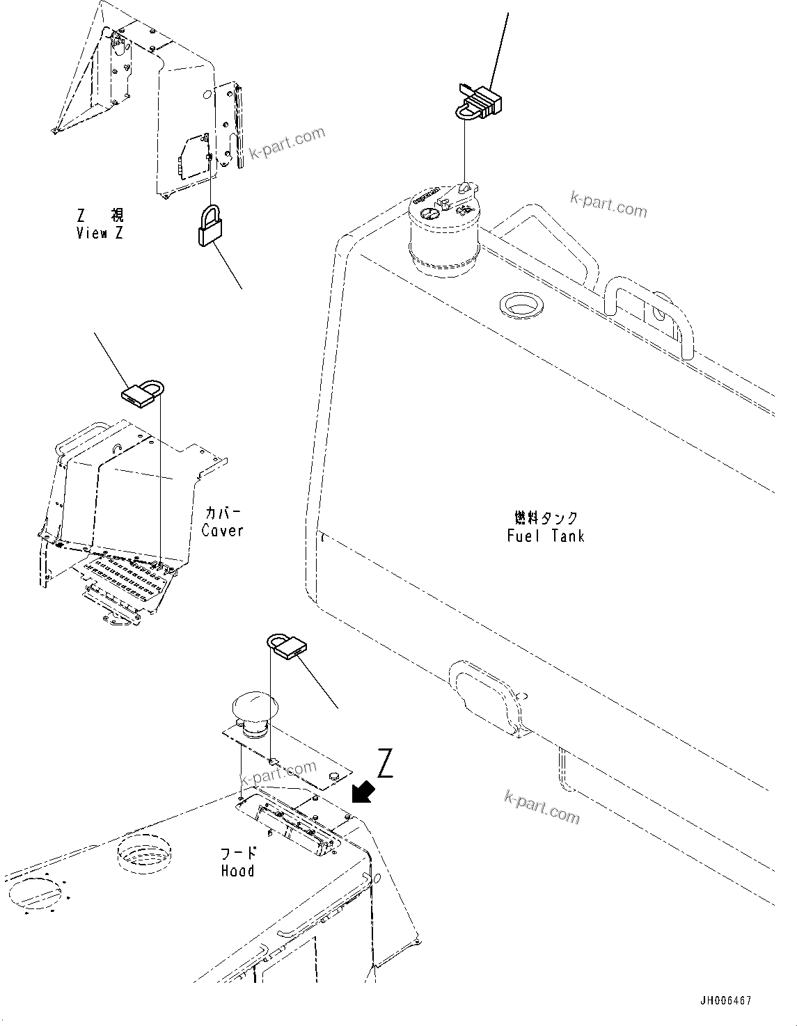 Komatsu parts book diagram for D375A-6 S/N 62001-UP (Mining Specification): VANDALISM PROTECTION LOCK, (#60001-)