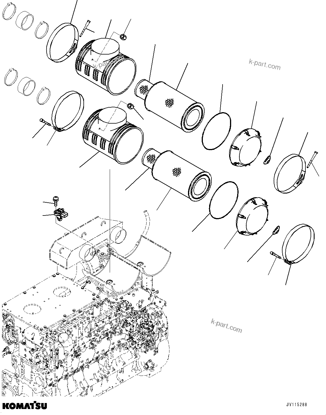 Komatsu parts book diagram for D375AI-8 S/N 81001-UP: AIR INTAKE DUCT, INNER PARTS(#81001-)