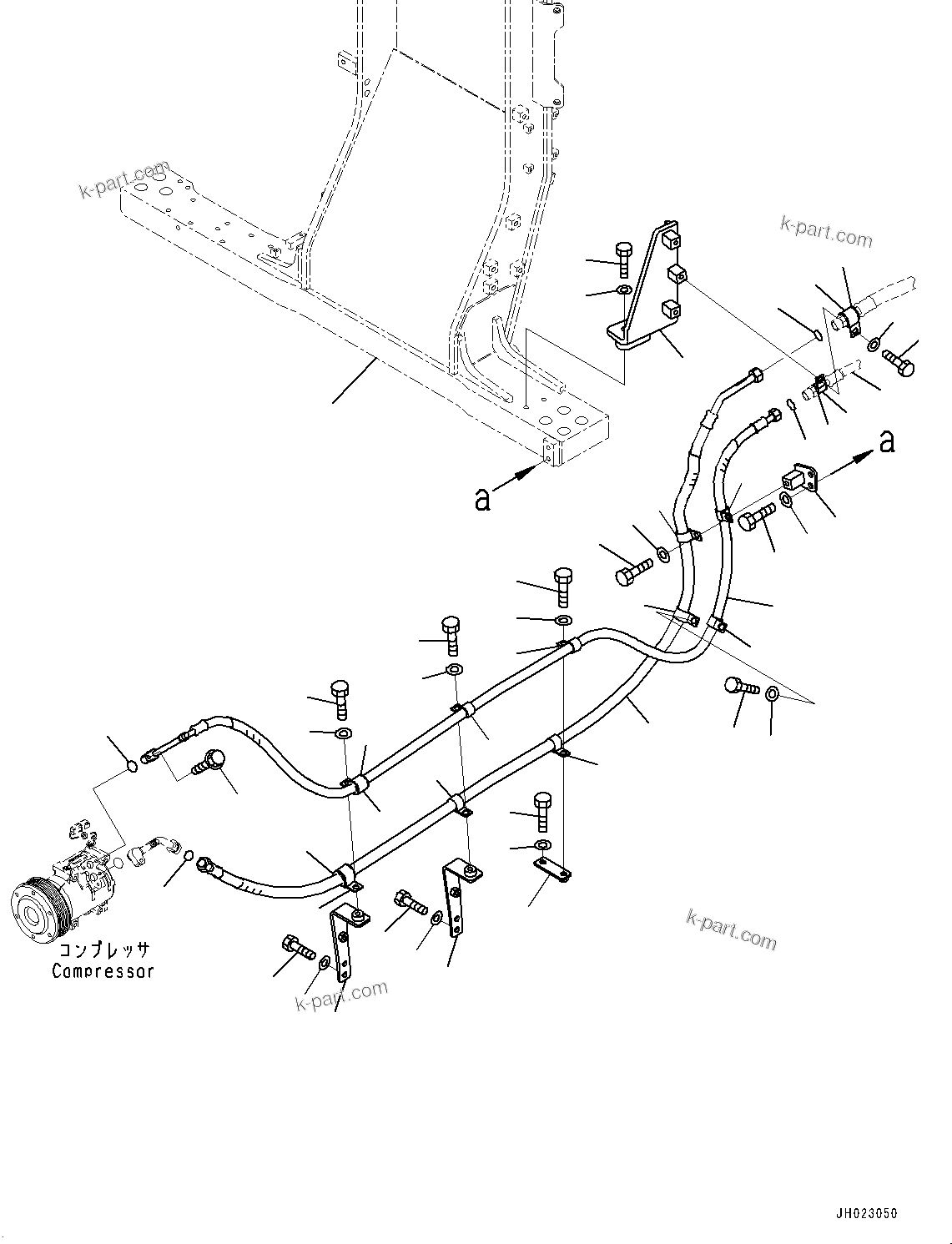 Komatsu parts book diagram for D375AI-8 S/N 81001-UP: AIR CONDITIONER COMPRESSOR, AIR CONDITIONER PIPING(#80001-)