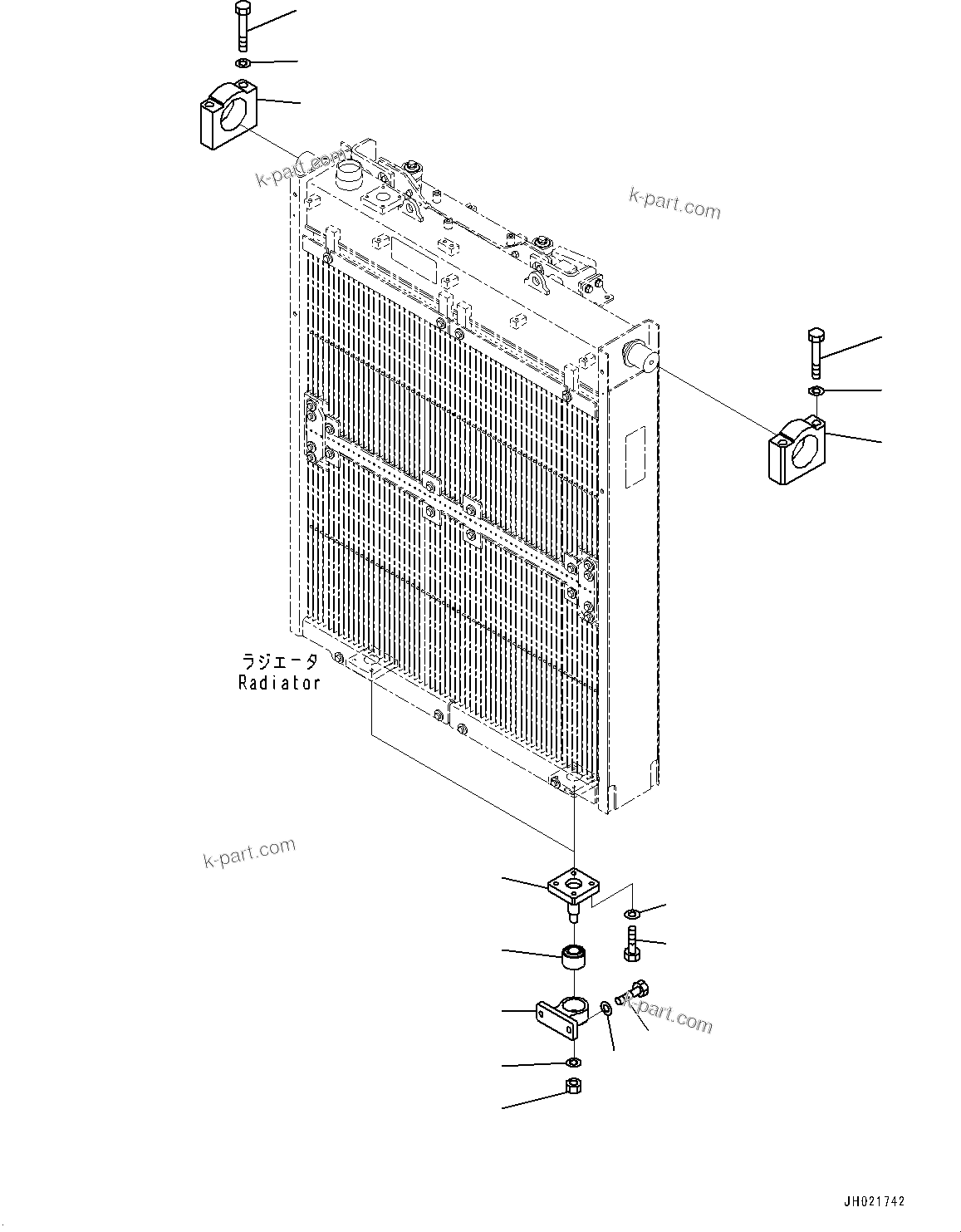 Komatsu parts book diagram for D375AI-8 S/N 81001-UP: COOLING SYSTEM, RADIATOR MOUNTING(#81001-)