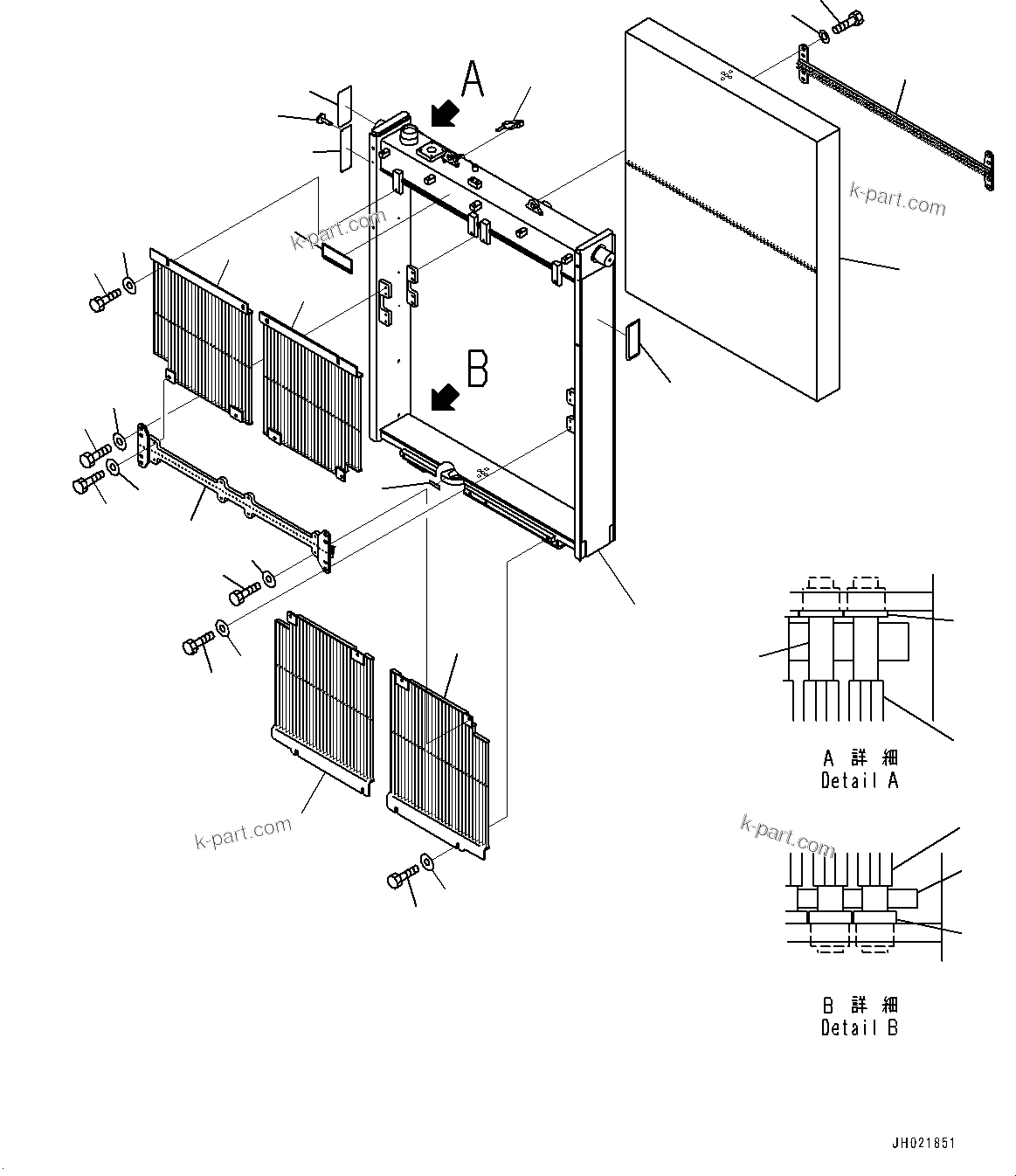 Komatsu parts book diagram for D375AI-8 S/N 81001-UP: COOLING SYSTEM, RADIATOR(#81001-)