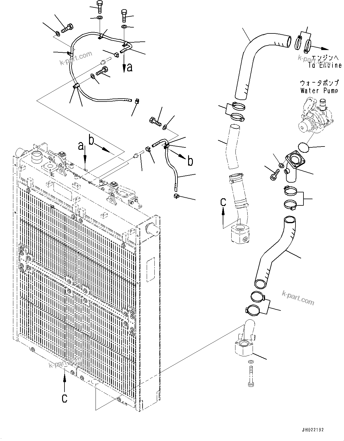 Komatsu parts book diagram for D375AI-8 S/N 81001-UP: COOLING PIPING, PIPING (1/2)(#81001-)