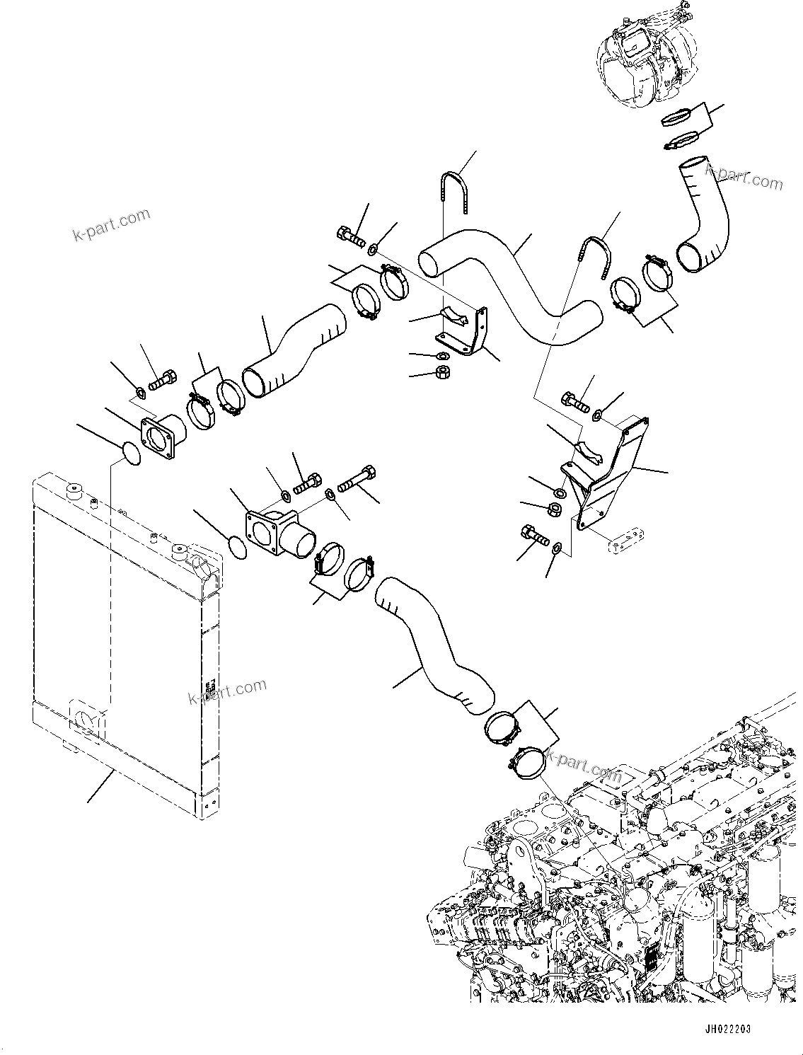 Komatsu parts book diagram for D375AI-8 S/N 81001-UP: COOLING PIPING, AIR PIPING(#81001-)