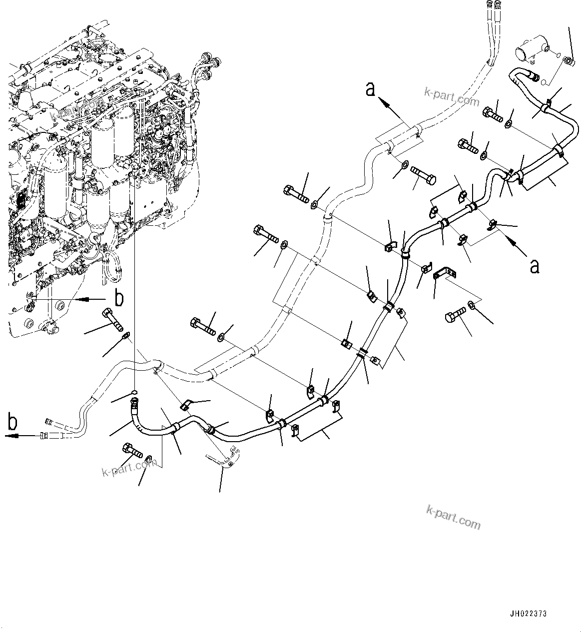 Komatsu parts book diagram for D375AI-8 S/N 81001-UP: FUEL PIPING, FUEL MAIN PIPING (1/2)(#80015-)
