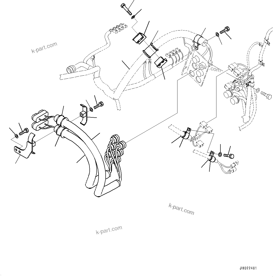 Komatsu parts book diagram for D375AI-8 S/N 81001-UP: ELECTRIC WIRING HARNESS, POWER TRAIN WIRING HARNESS CLAMP(#81001-)