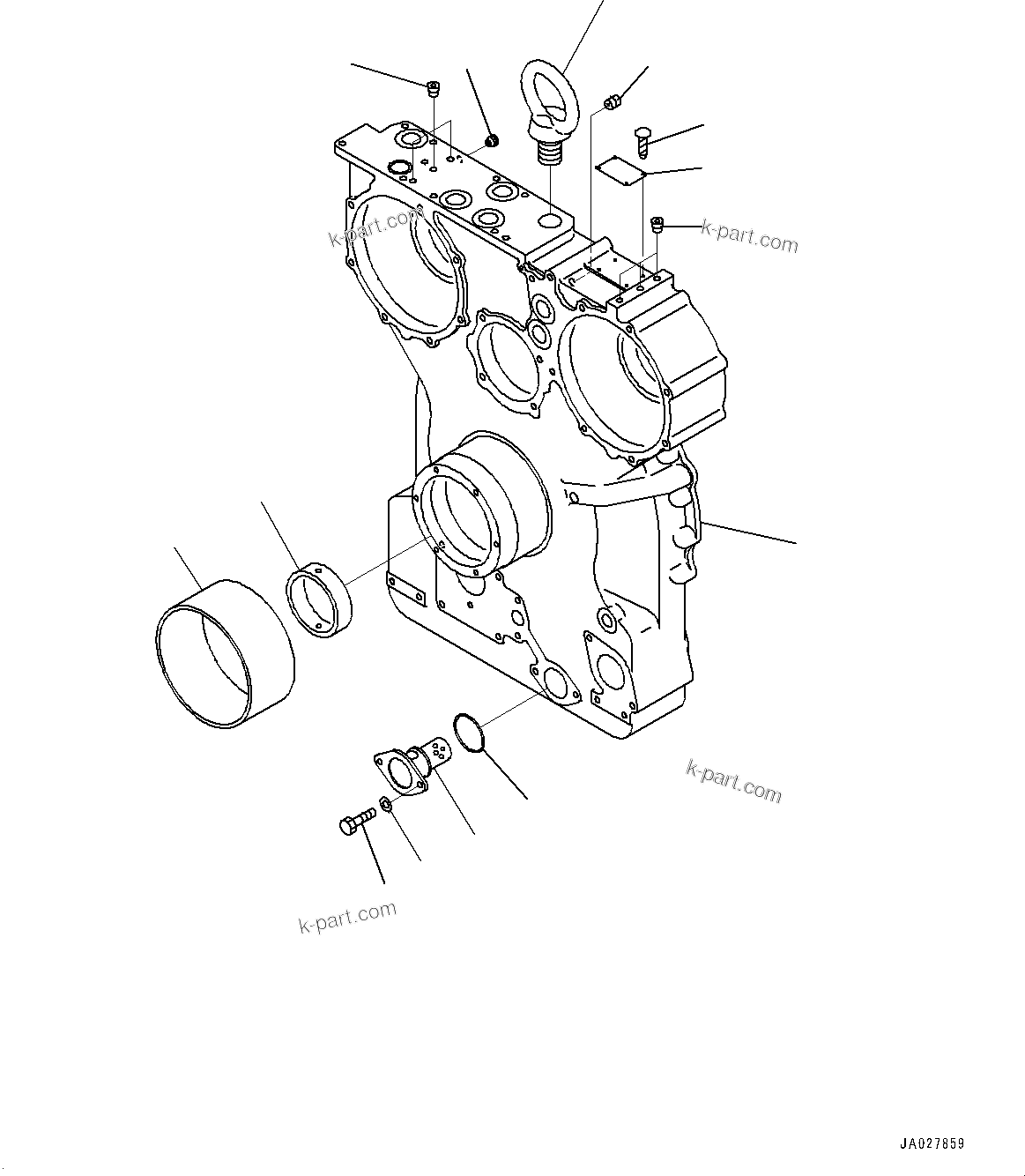 Komatsu parts book diagram for D375AI-8 S/N 81001-UP: POWER TRAIN, PTO (POWER TAKE OFF) CASE(#80015-)