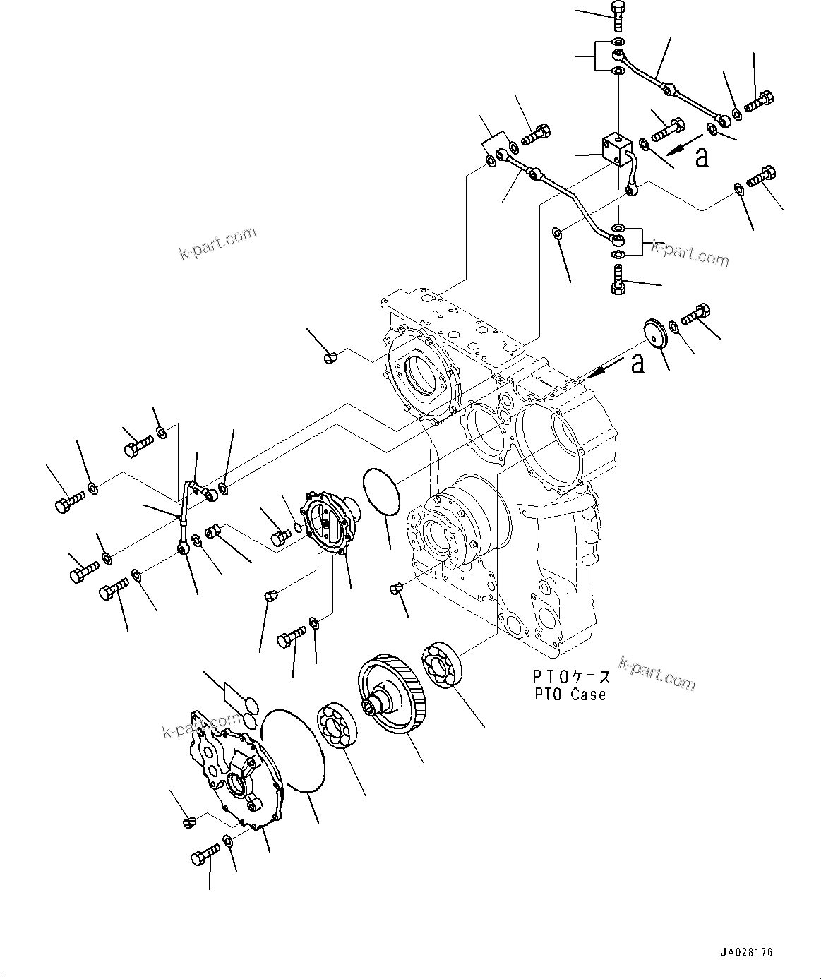 Komatsu parts book diagram for D375AI-8 S/N 81001-UP: POWER TRAIN, PTO (POWER TAKE OFF) GEAR AND PIPING(#80015-)