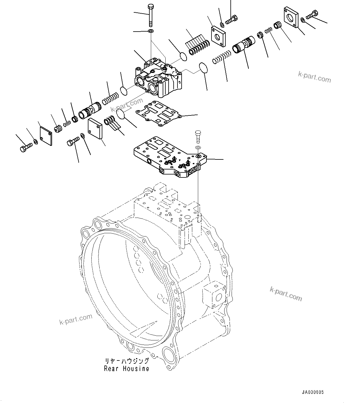 Komatsu parts book diagram for D375AI-8 S/N 81001-UP: POWER TRAIN, TORQUE CONVERTER VALVE(#80015-)