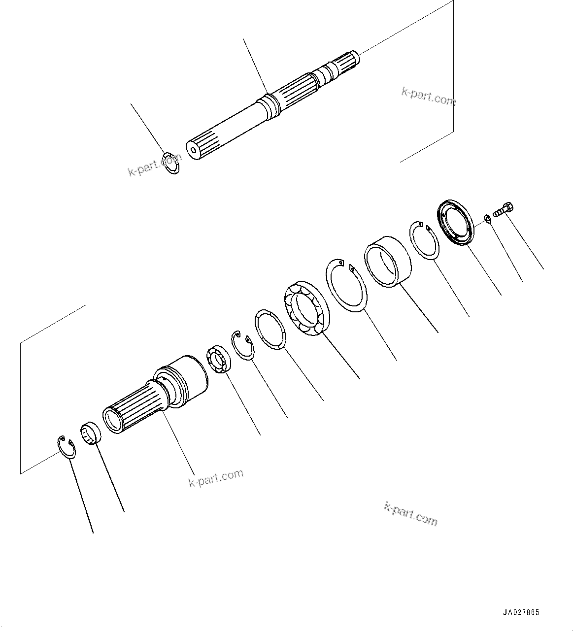 Komatsu parts book diagram for D375AI-8 S/N 81001-UP: POWER TRAIN, INPUT AND OUTPUT SHAFT(#80015-)
