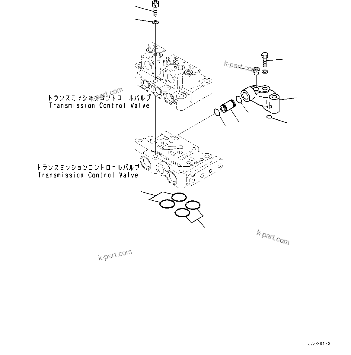 Komatsu parts book diagram for D375AI-8 S/N 81001-UP: POWER TRAIN, TRANSMISSION E.C.M.V. VALVE MOUNTING (2/2)(#80015-)