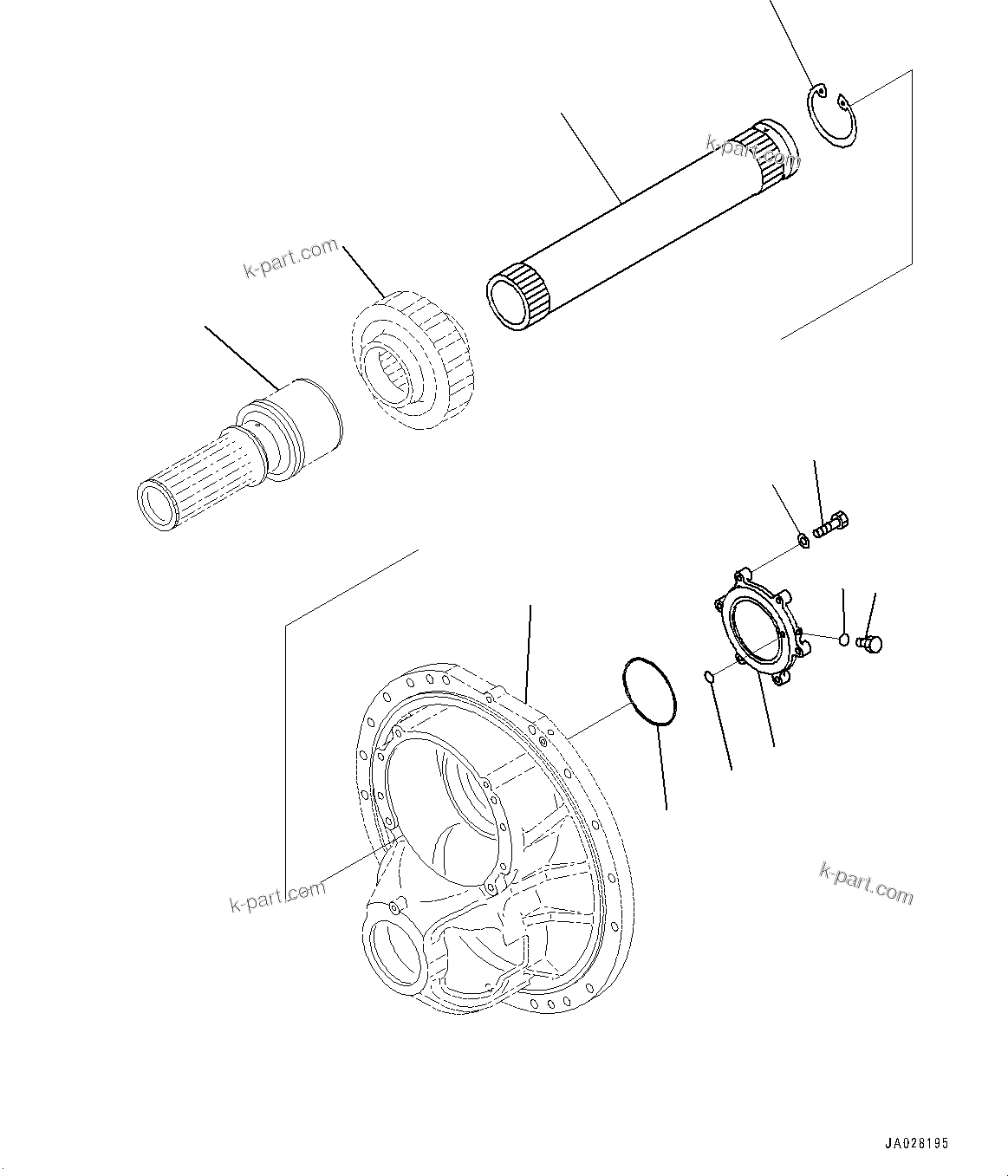 Komatsu parts book diagram for D375AI-8 S/N 81001-UP: POWER TRAIN, FINAL DRIVE, TORQUE SHAFT(#80015-)