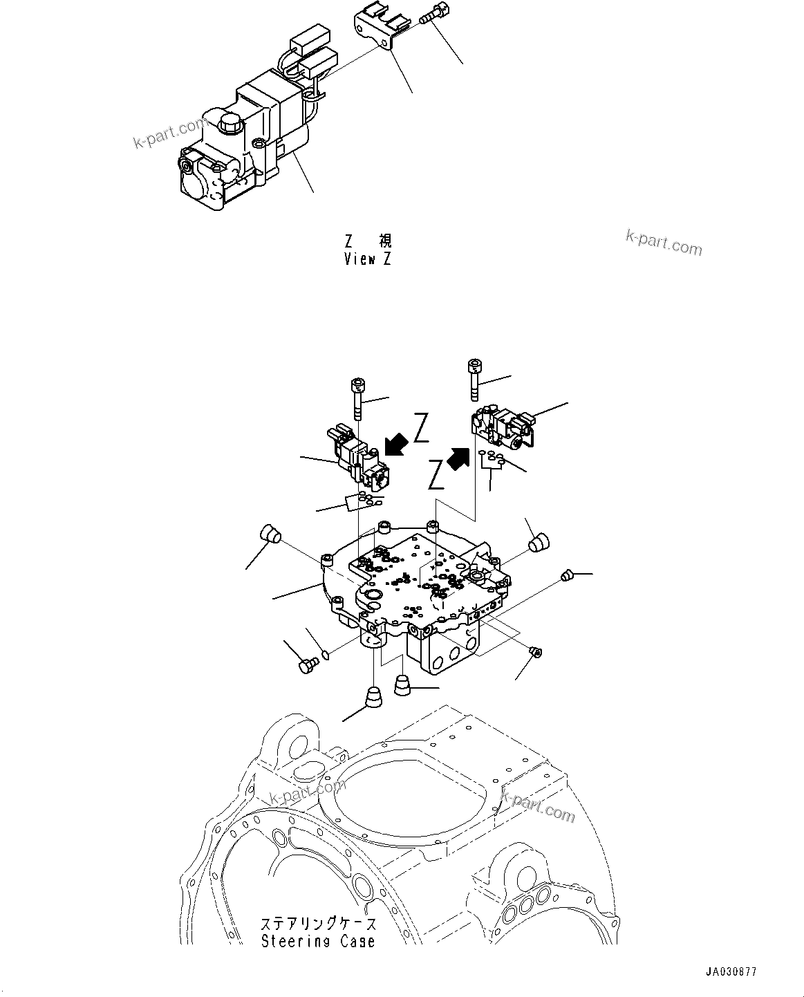 Komatsu parts book diagram for D375AI-8 S/N 81001-UP: POWER TRAIN, STEERING VALVE(#80015-)