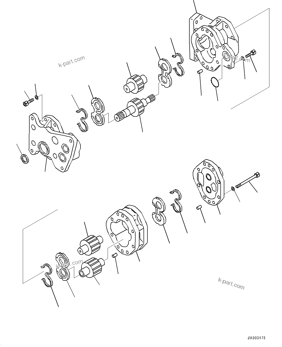 Komatsu parts book diagram for D375AI-8 S/N 81001-UP: POWER TRAIN, GEAR PUMP(#80015-)
