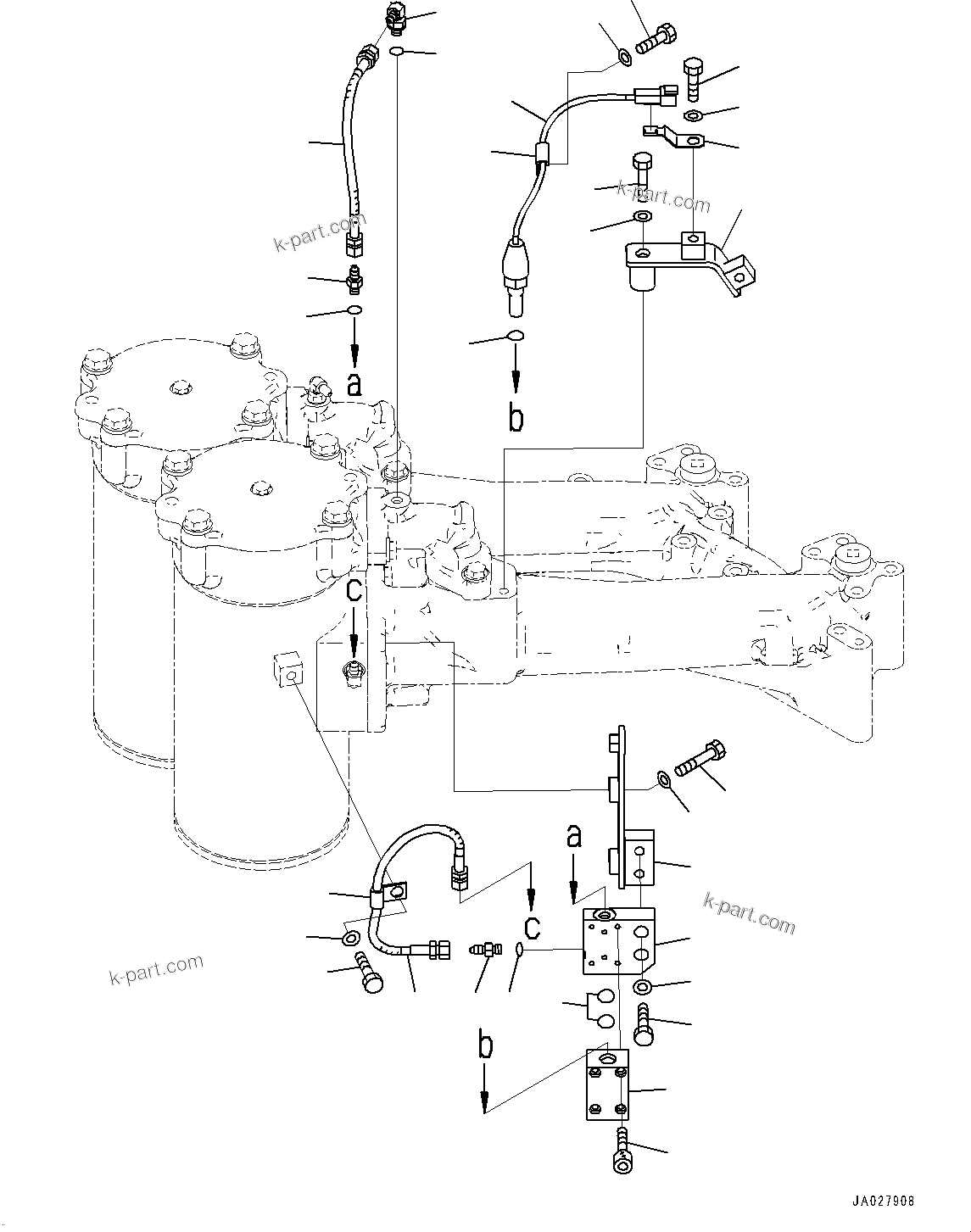 Komatsu parts book diagram for D375AI-8 S/N 81001-UP: POWER TRAIN, SENSOR AND MOUNTING(#80015-)