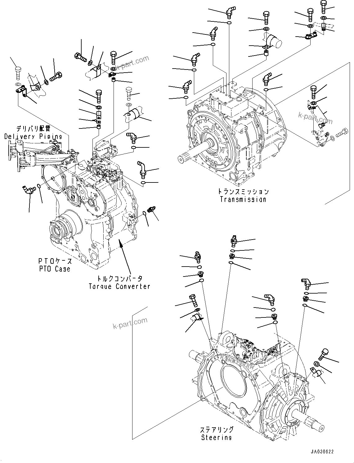 Komatsu parts book diagram for D375AI-8 S/N 81001-UP: POWER TRAIN, ELBOW(#80015-)