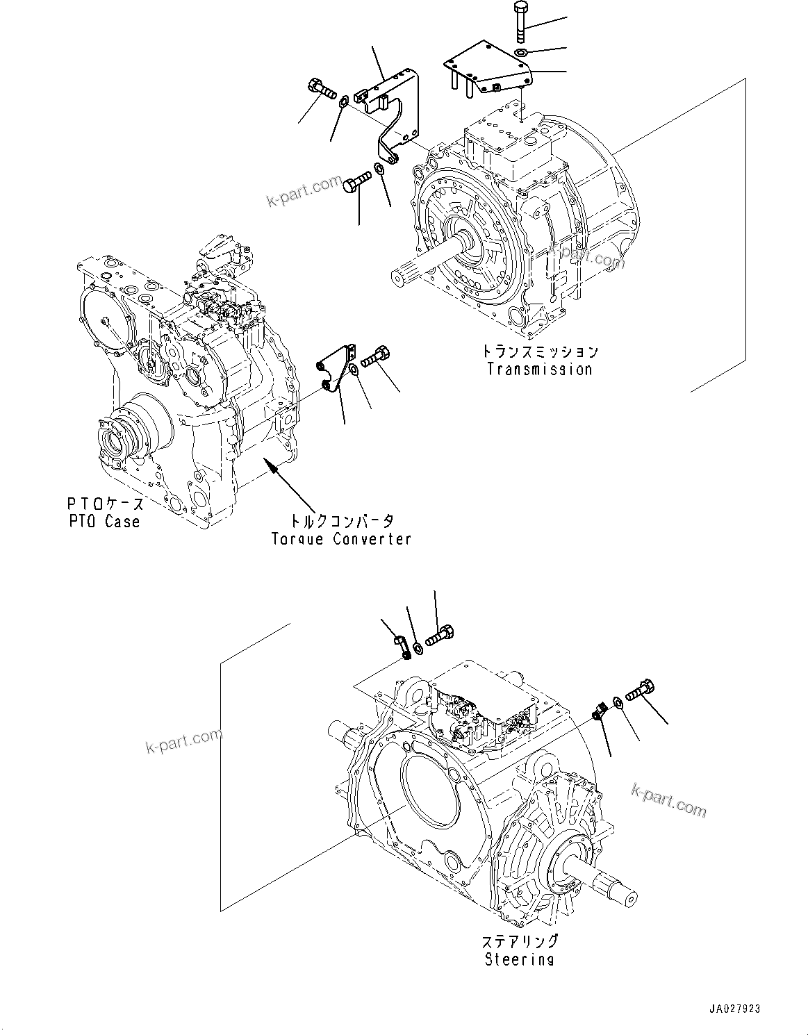 Komatsu parts book diagram for D375AI-8 S/N 81001-UP: POWER TRAIN, BRACKET(#80015-)